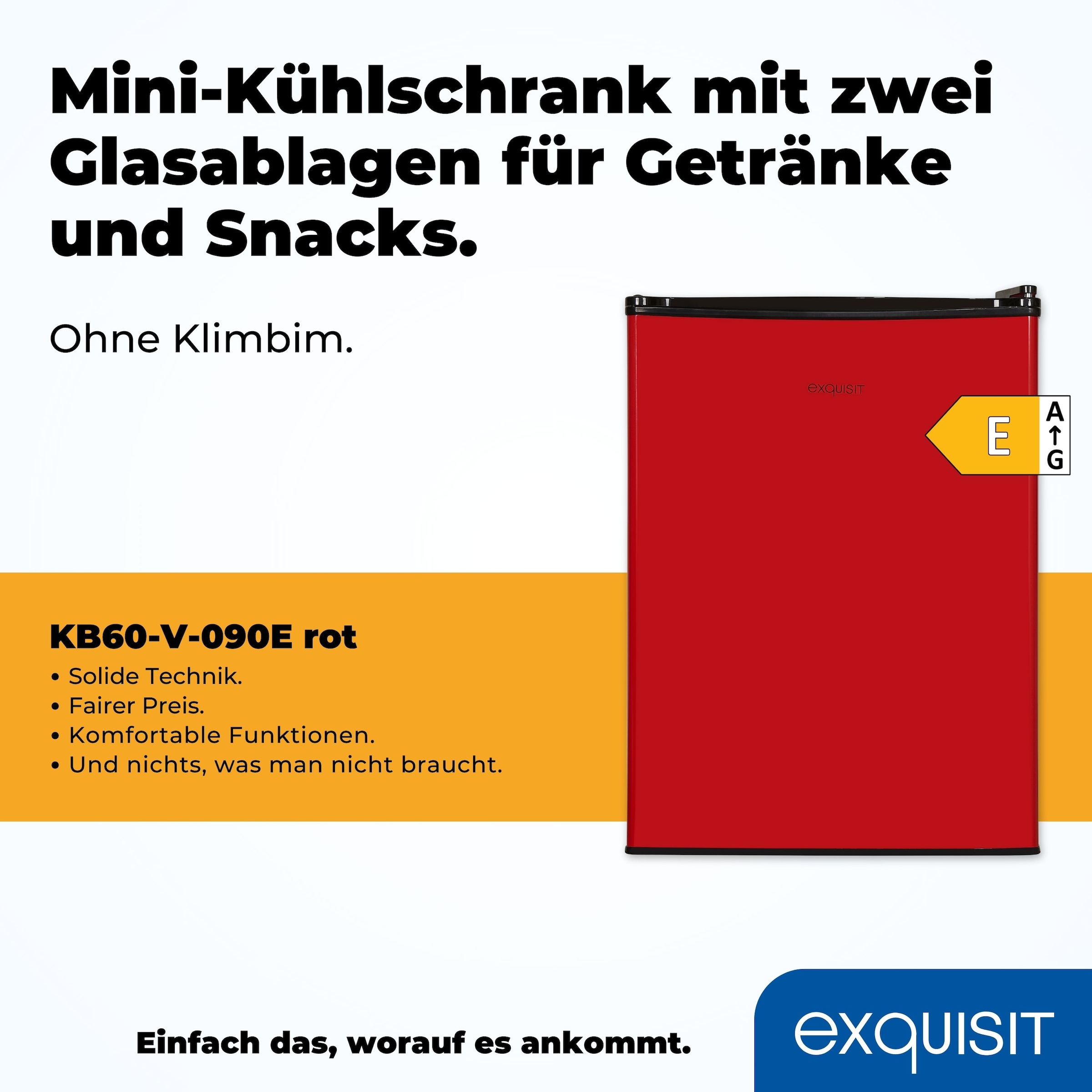 exquisit Kühlschrank »KB60-V-090E rot«, 52 L Volumen