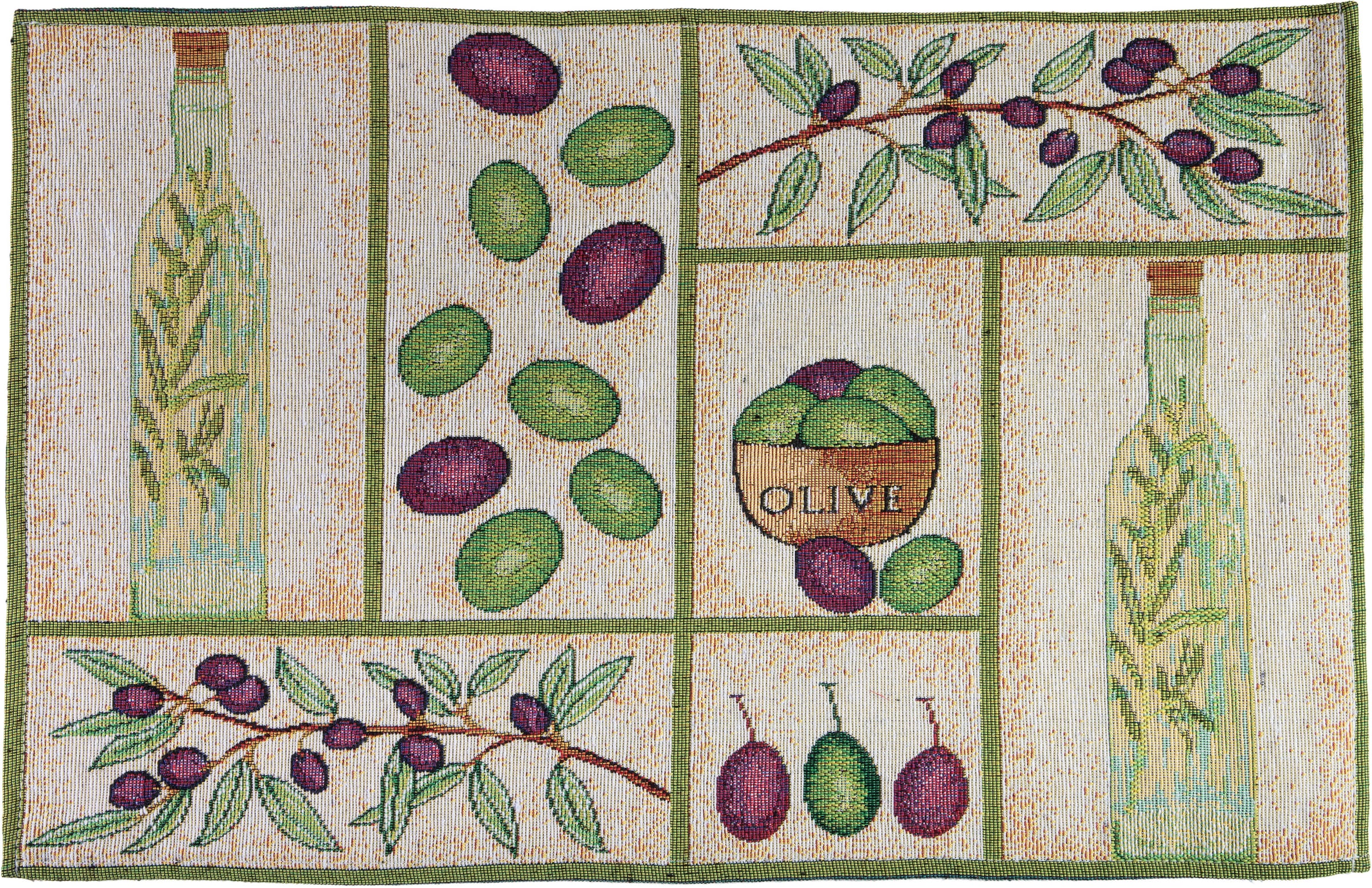 SPRÜGEL Platzset »Olivenöl«, (Set, Gobelin mit XXL Jahren St.), Garantie 3 4