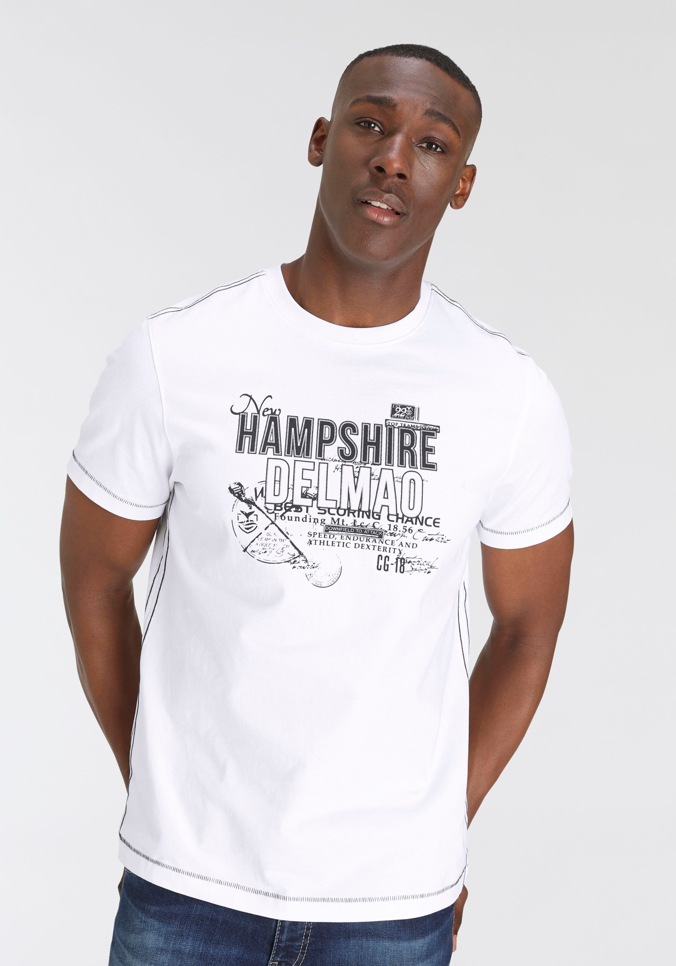 DELMAO T-Shirt, mit Brustprint und kontrastfarbigen Nähten-NEUE MARKE! bei  ♕