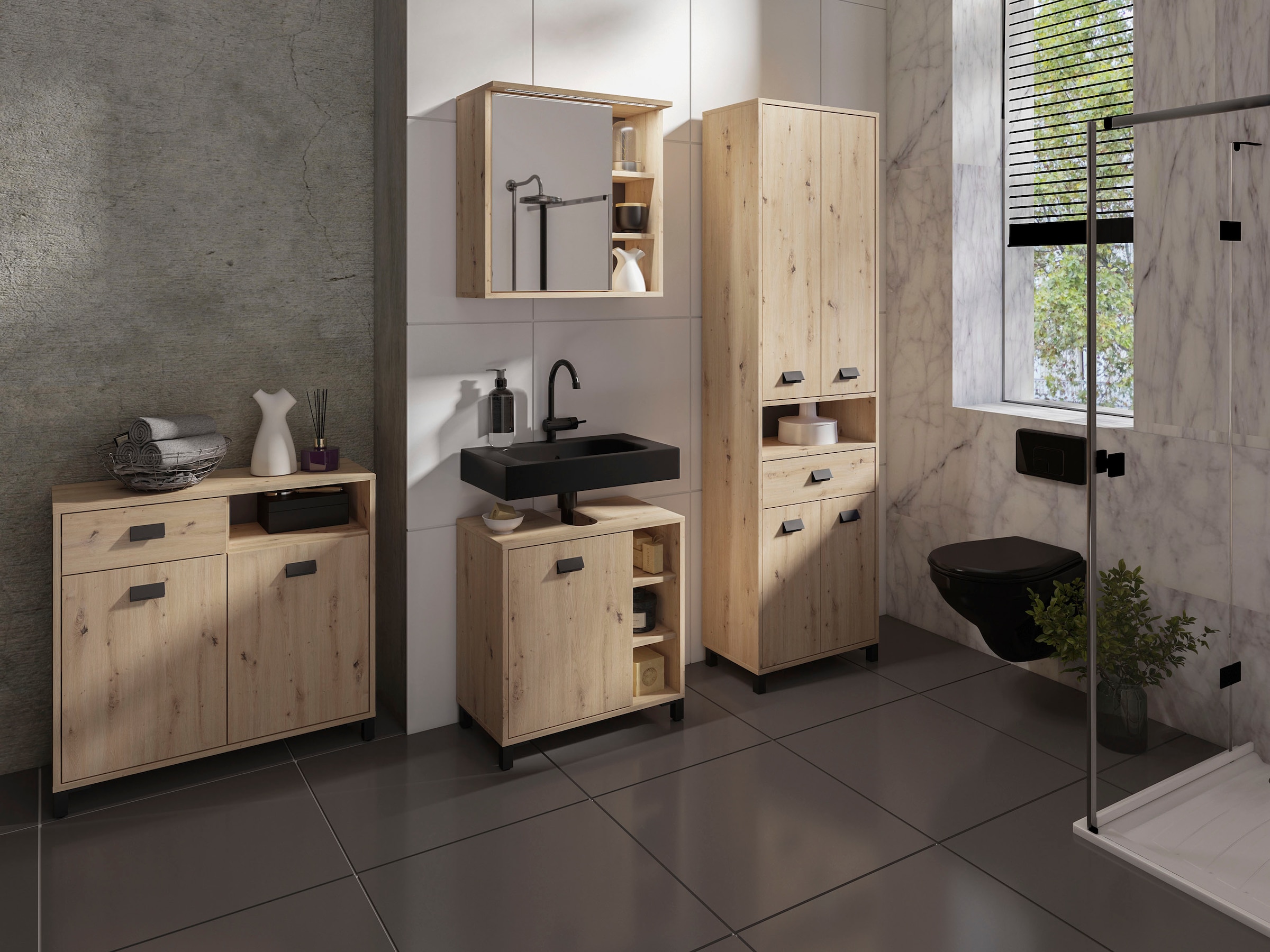 byLIVING Hochschrank »Wellness«, Höhe 193 cm, Breite 54 cm, mit viel Stauraum und offenem Fach