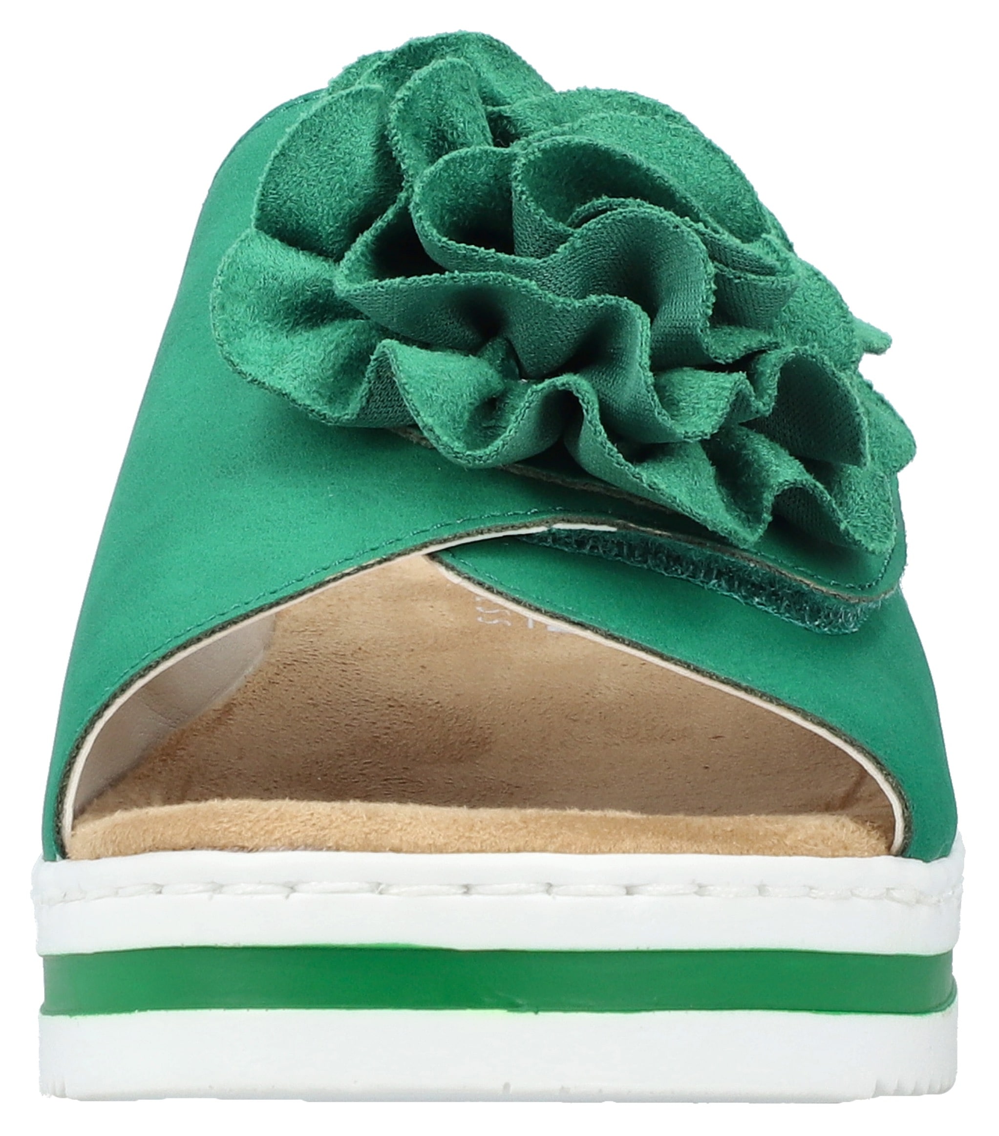 Rieker Pantolette, Sommerschuh, Poolslide, Strandschuh, Keilabsatz, mit Klettverschluss