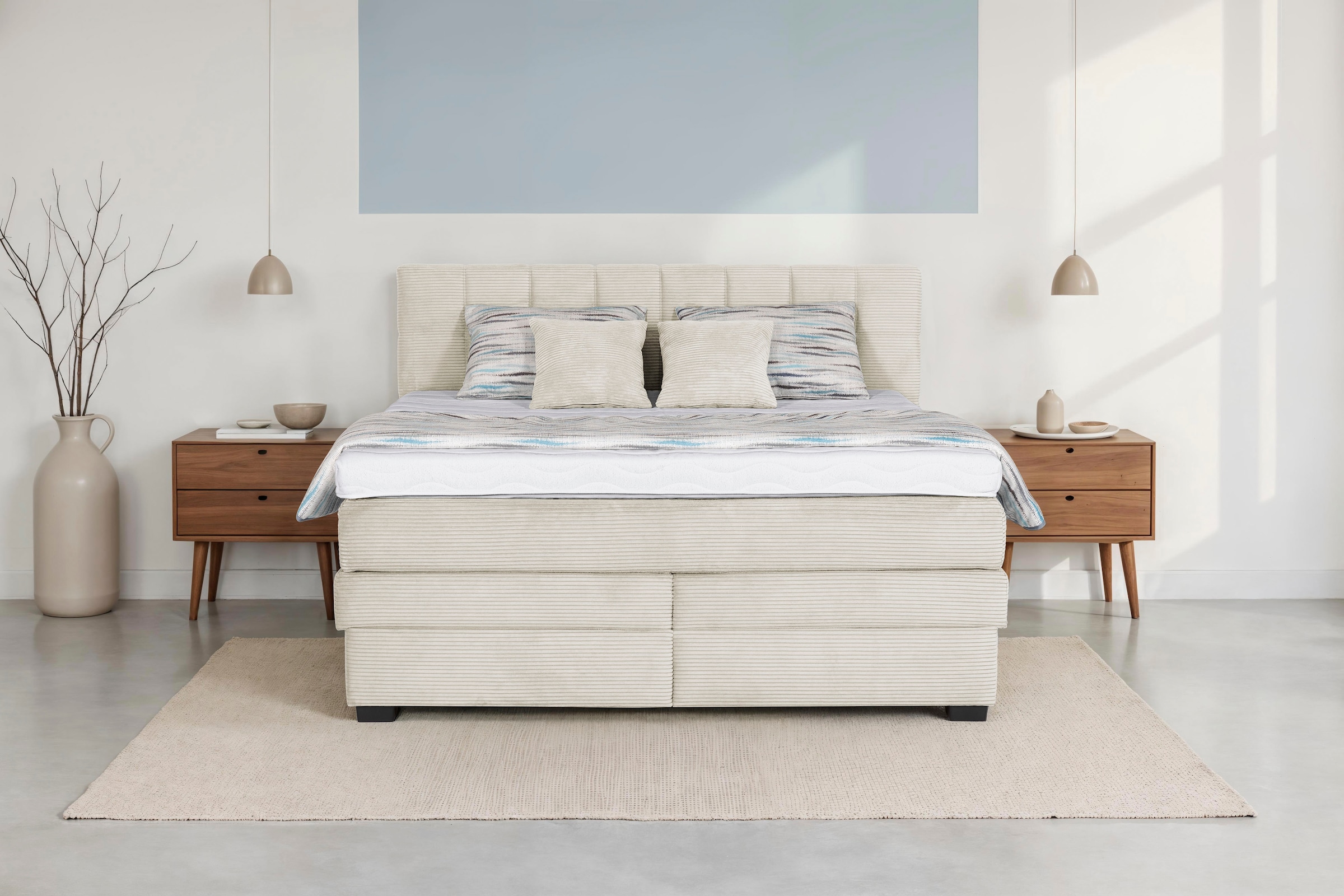 Die PlanBar Boxspringbett »OC-ON21088« inkl. Matratzen u. Bonellfederkern Unterbau, Stauraum, 160/180x200cm