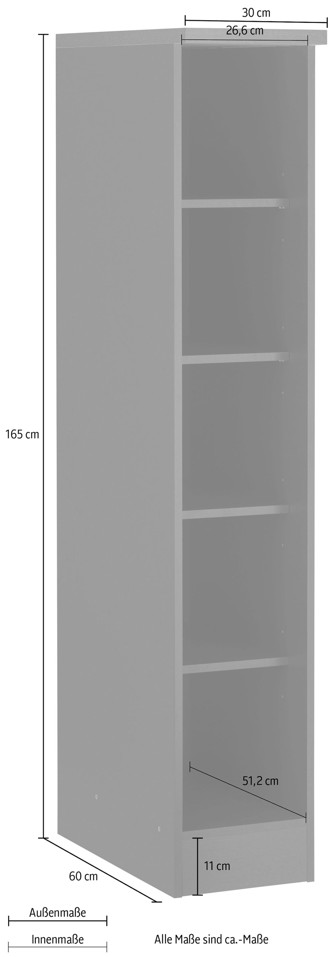 HELD MÖBEL Küchenregal »Colmar«, 30 cm breit, 165 cm hoch, 4 verstellbare Einlegeböden, viel Stauraum