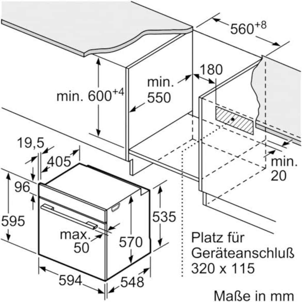 BOSCH Elektro-Herd-Set »HND411OS61«, HEA513BS2, mit 1-fach-Teleskopauszug