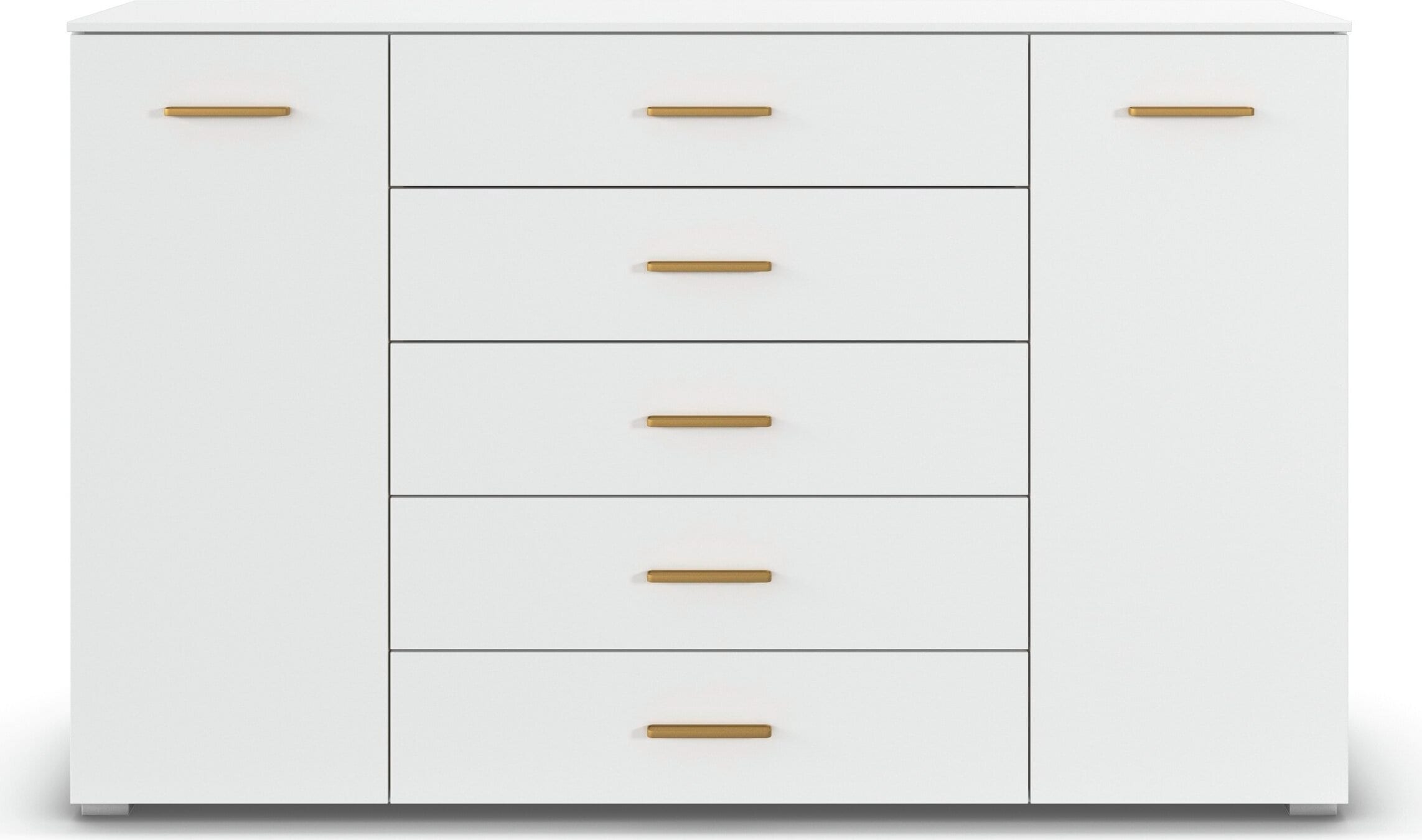 OTTO home Kombikommode »Sideboard Kommode Schubladen SCHNELLMONTAGESYSTEM ZELLARA by rauch-ONE« Weiß, 2-türig 5 Schubladen, Griffe Gold aus Metall MADE IN GERMANY