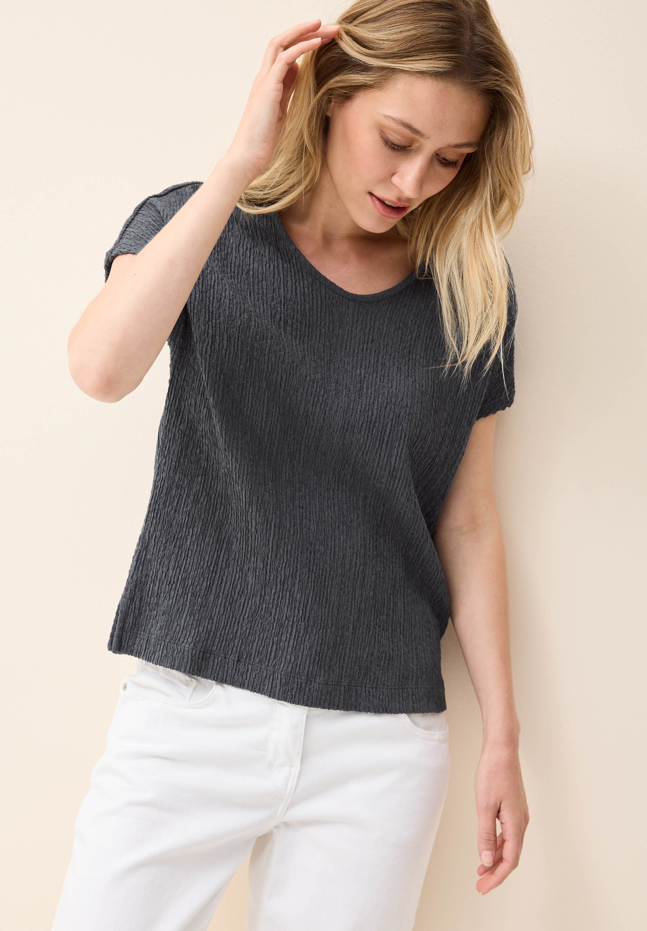 Cecil T-Shirt, in gesmokter Struktur