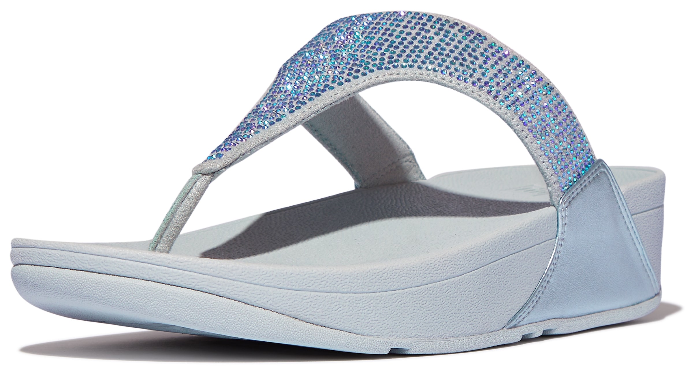 Fitflop Dianette »LULU CRYSTAL EMBELLISHED TOE-POST SANDALS - HOTFIX«, Keilabsatz, Sommerschuh, Zehentrenner mit weichem Zehensteg
