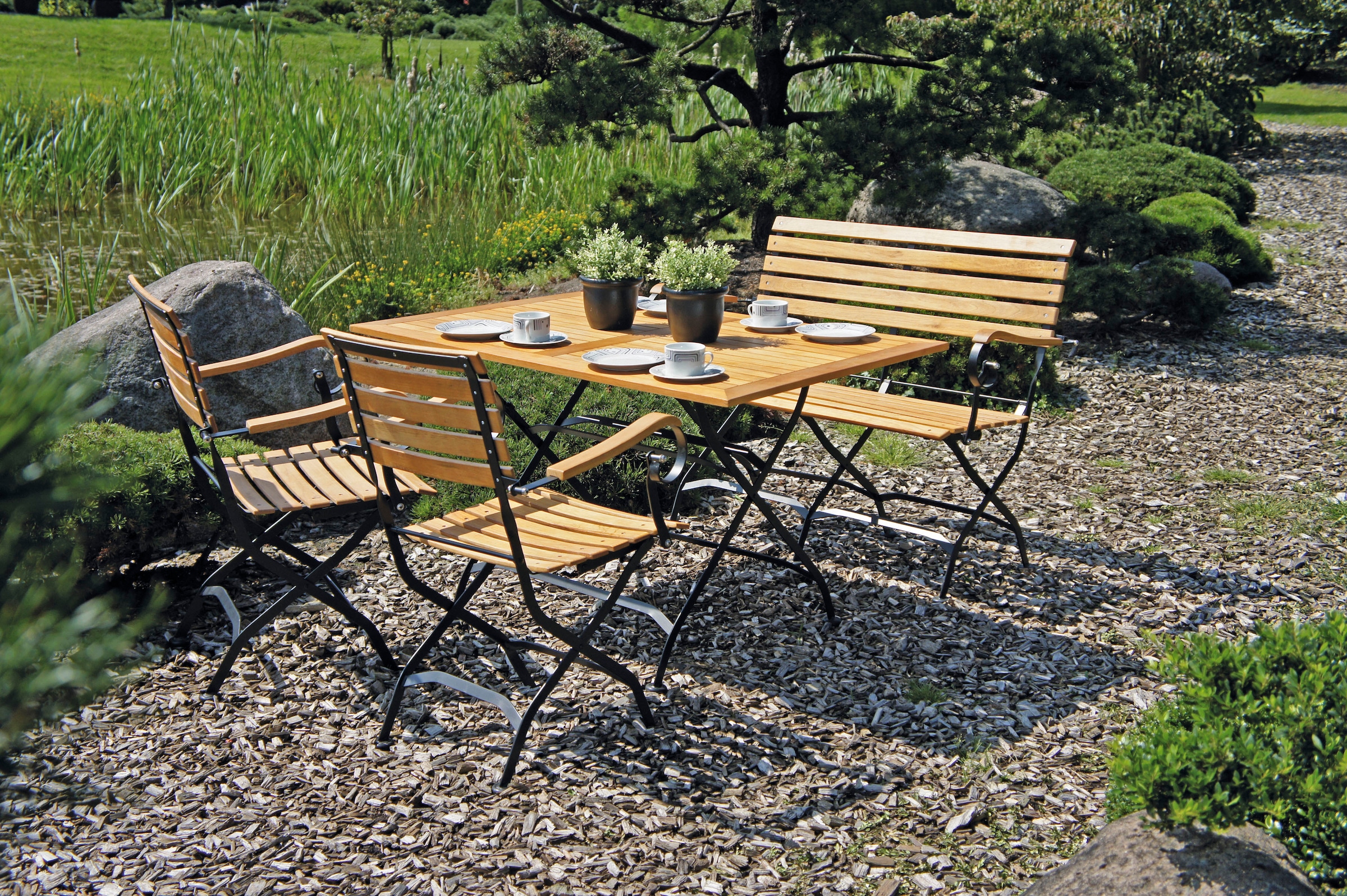 Garden Pleasure Gartenmöbelset 'Wien' für 4 Personen Stahl