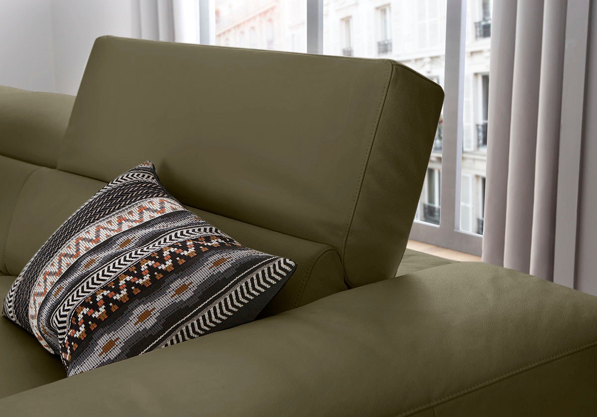W.SCHILLIG Ecksofa »piedroo, Designsofa mit tollem Sitzkomfort, elegant und bequem, L-Form«, Kopfteilverstellung, wahlweise mit Sitztiefenverstellung, Breite 343cm