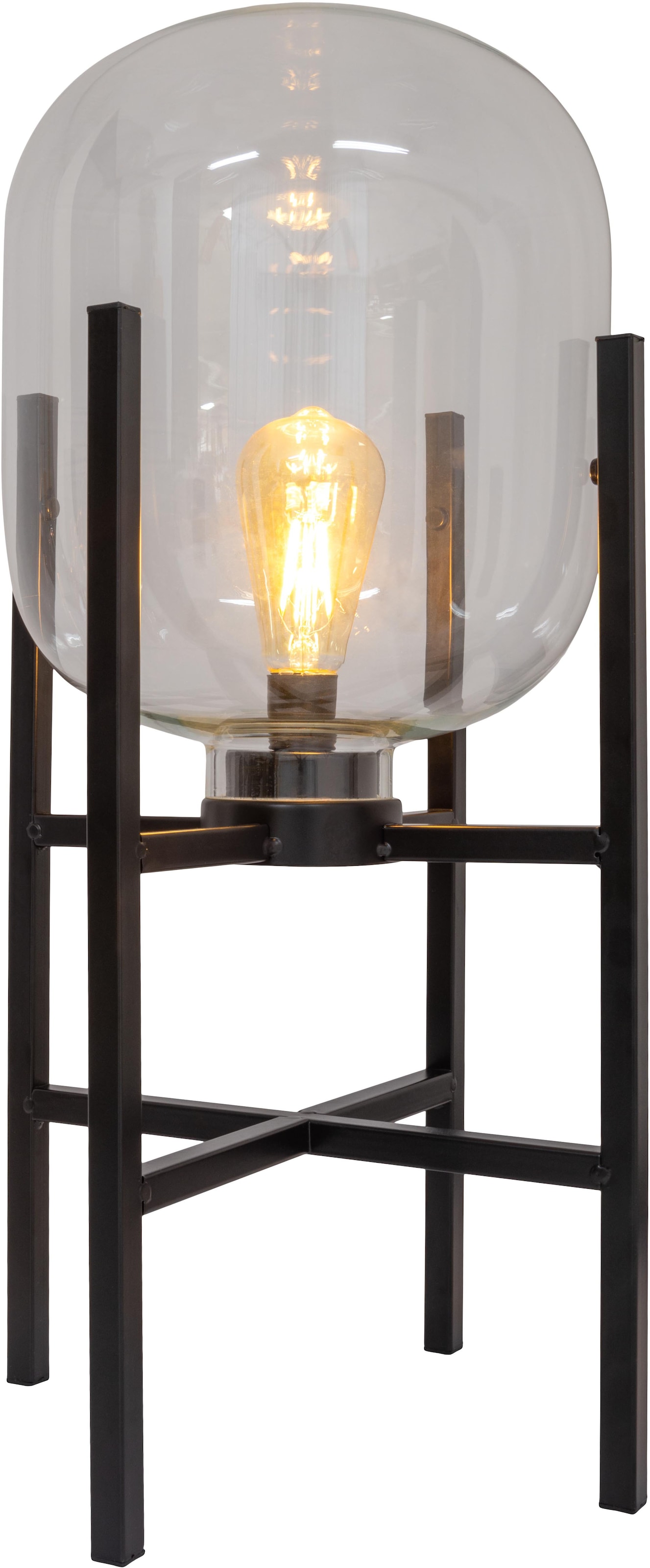 näve LED Sockelleuchte »Lora« LED-Modul 1 Stk. Warmweiß Glasschirm, Akku, inkl. USB-C-Kabel 100cm,Timer, Schiebeschalter, IP44