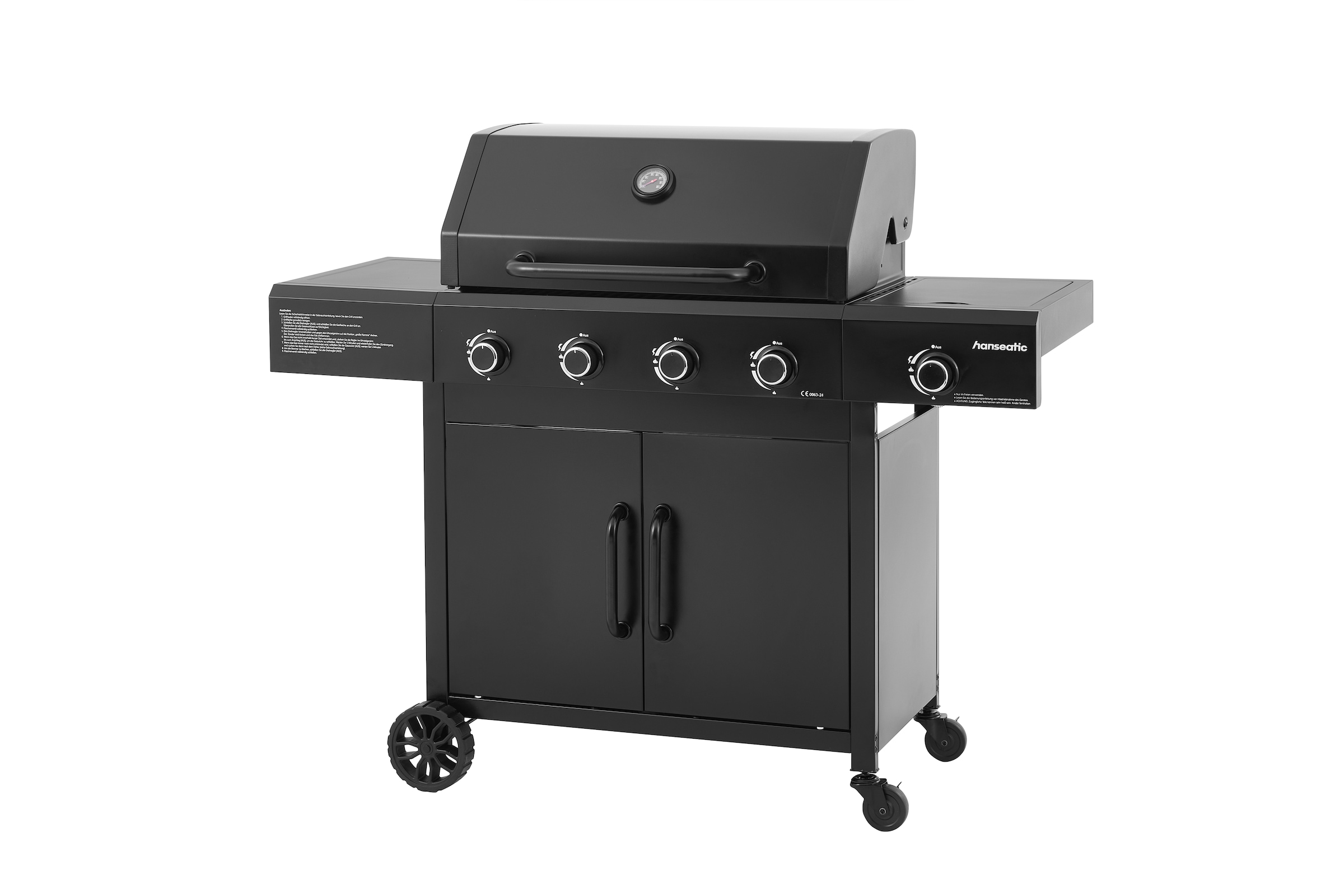 Hanseatic Gasgrill »4-Brenner Rockford Black« BxTxH: 112x113x59cm, mit 2 Grillrosten
