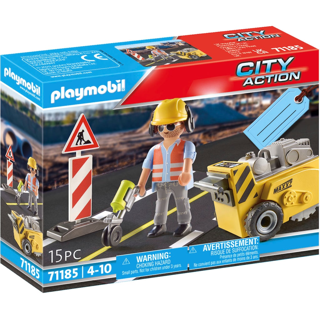 Playmobil® Konstruktions-Spielset »Bauarbeiter mit Kantenfräser (71185), City Action«, (15 St.)