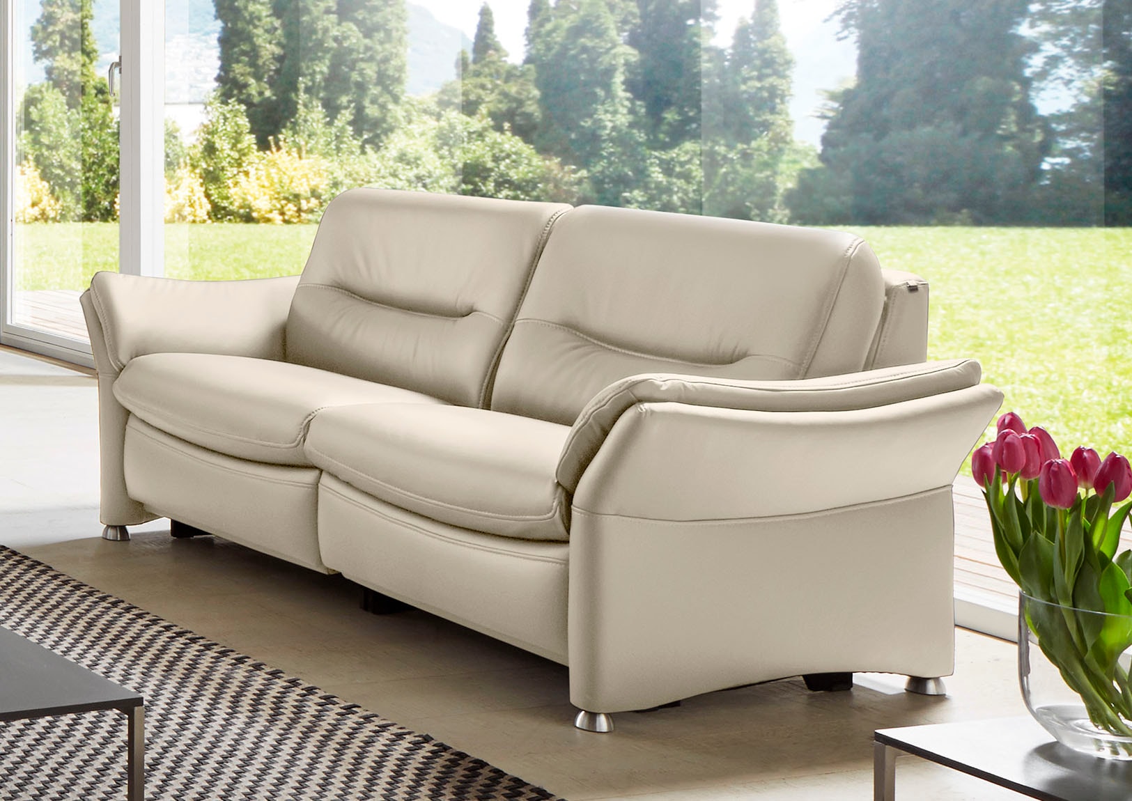 HUKLA 2,5-Sitzer »HU-SF15058 Ledersofa, Breite 194 cm« aus Leder, optional Kopfstütze u. WallAway-Funktion