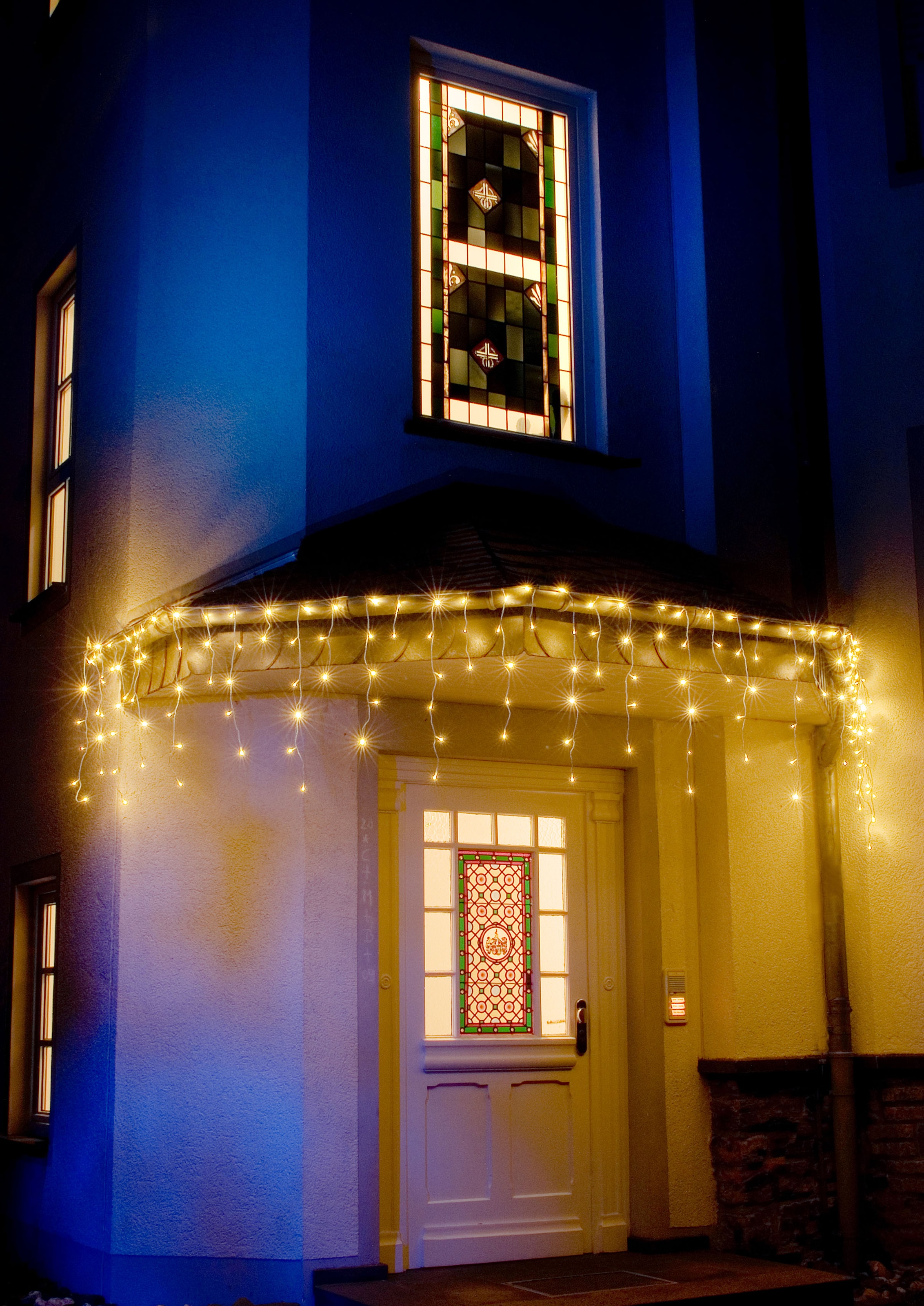 KONSTSMIDE LED-Lichtervorhang, 200 St.-flammig, LED Eisregen Lichtervorhang, 200 warm weiße Dioden