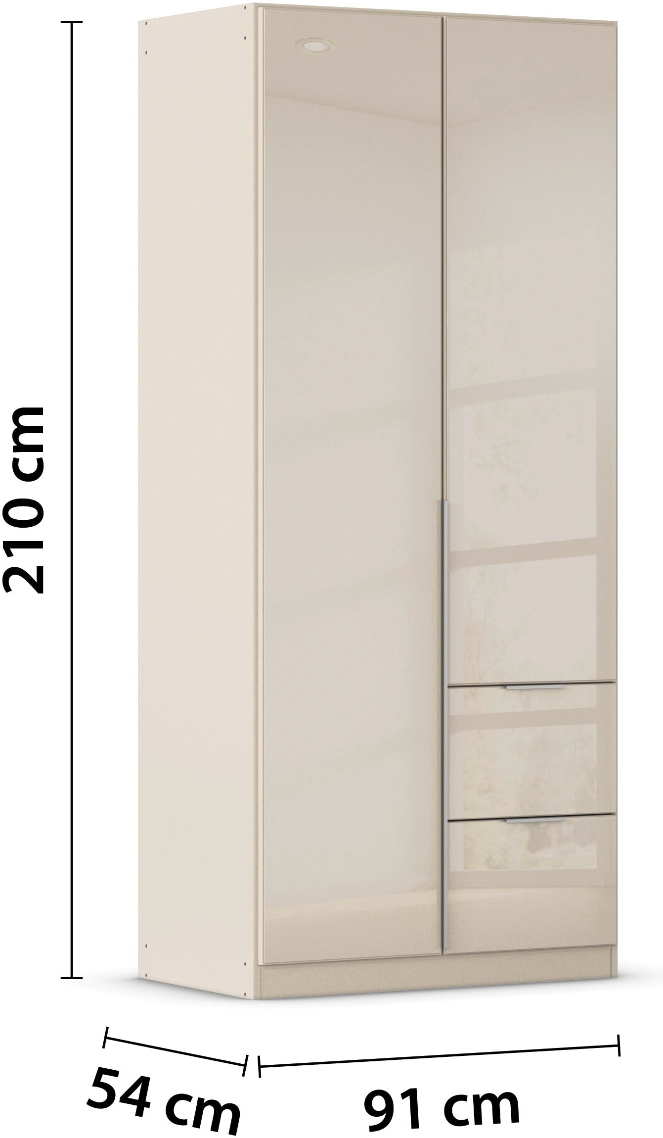 rauch Drehtürenschrank »Kleiderschrank Kleiderschränke Schrank Garderobe AGORDO mit Glasfront« in zwei Griff-Farben, Breiten 91-360 cm,  mit Außenschubkästen, in 7 Breiten und 2 Höhen MADE IN GERMANY