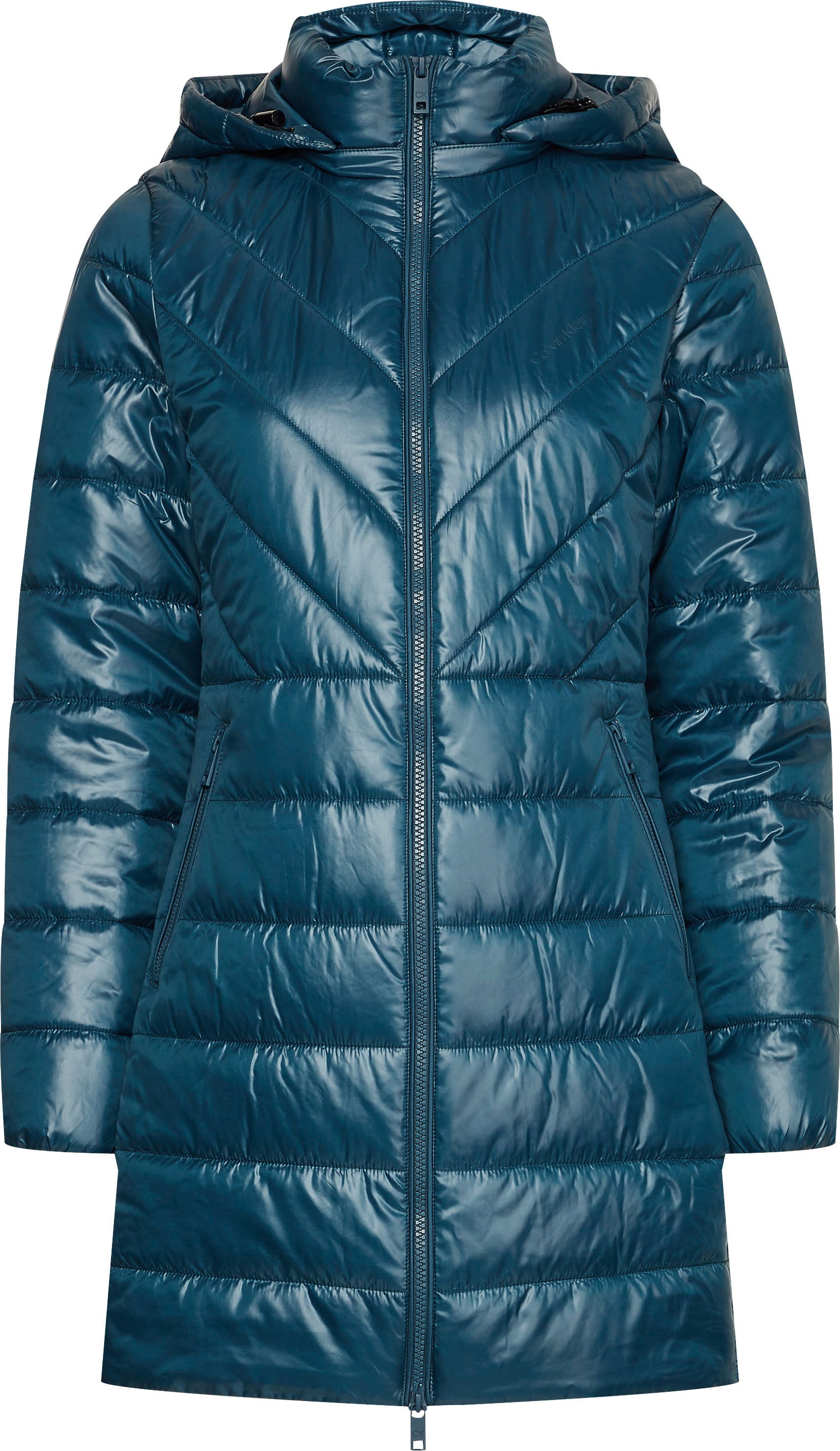 Calvin Klein Curve Steppjacke »INCLUSIVE RECYCLED PADDED COAT« mit Kapuze mit Calvin Klein Logo-Print auf der Brust