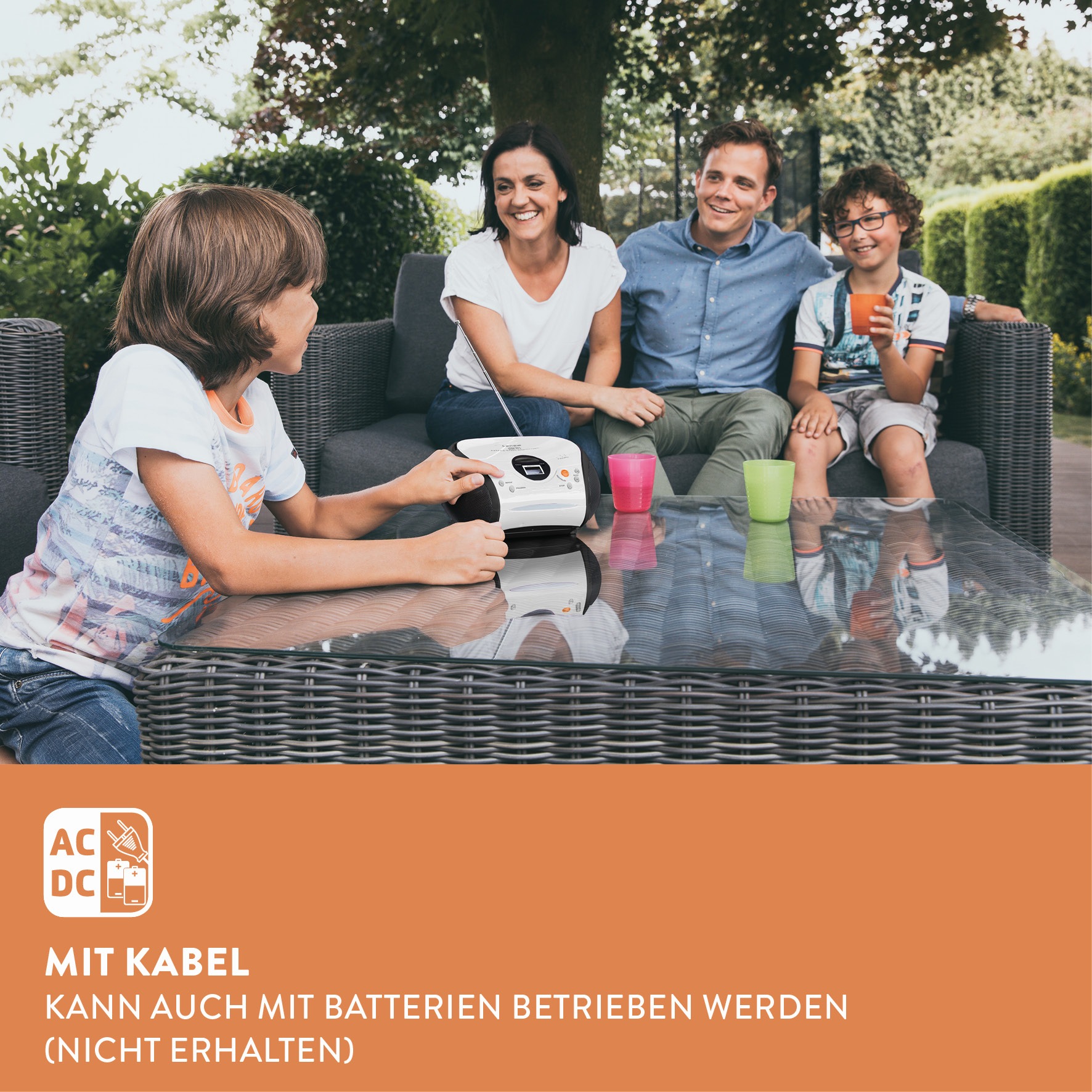Lenco Boombox »SCD-24«, (FM-Tuner 2 W), batteriebetrieb möglich