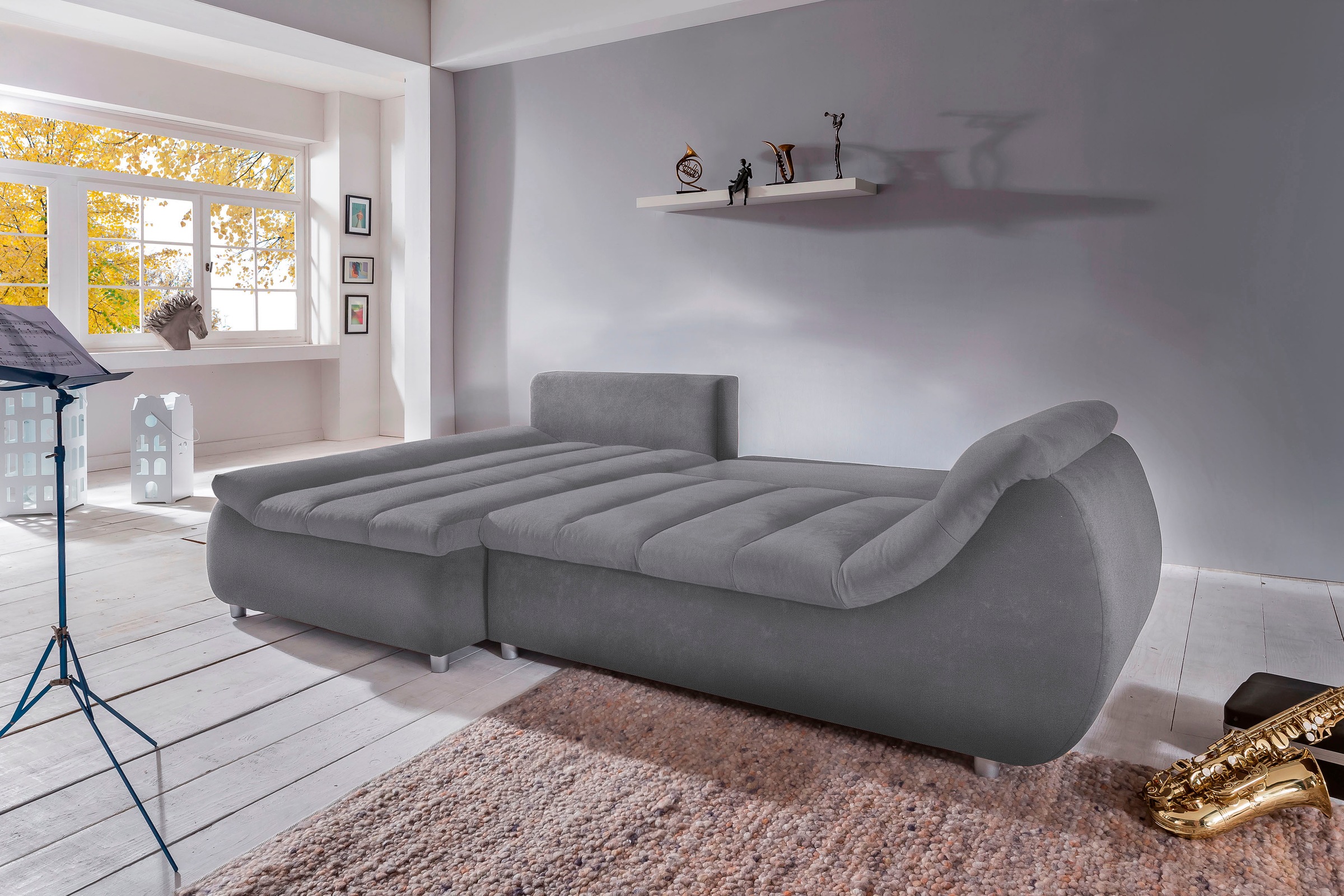 INOSIGN Ecksofa »Imola bequem, aktuelle Steppung im Sitz, L-Form, Breite 270cm«, wahlweise mit Bettfunktion