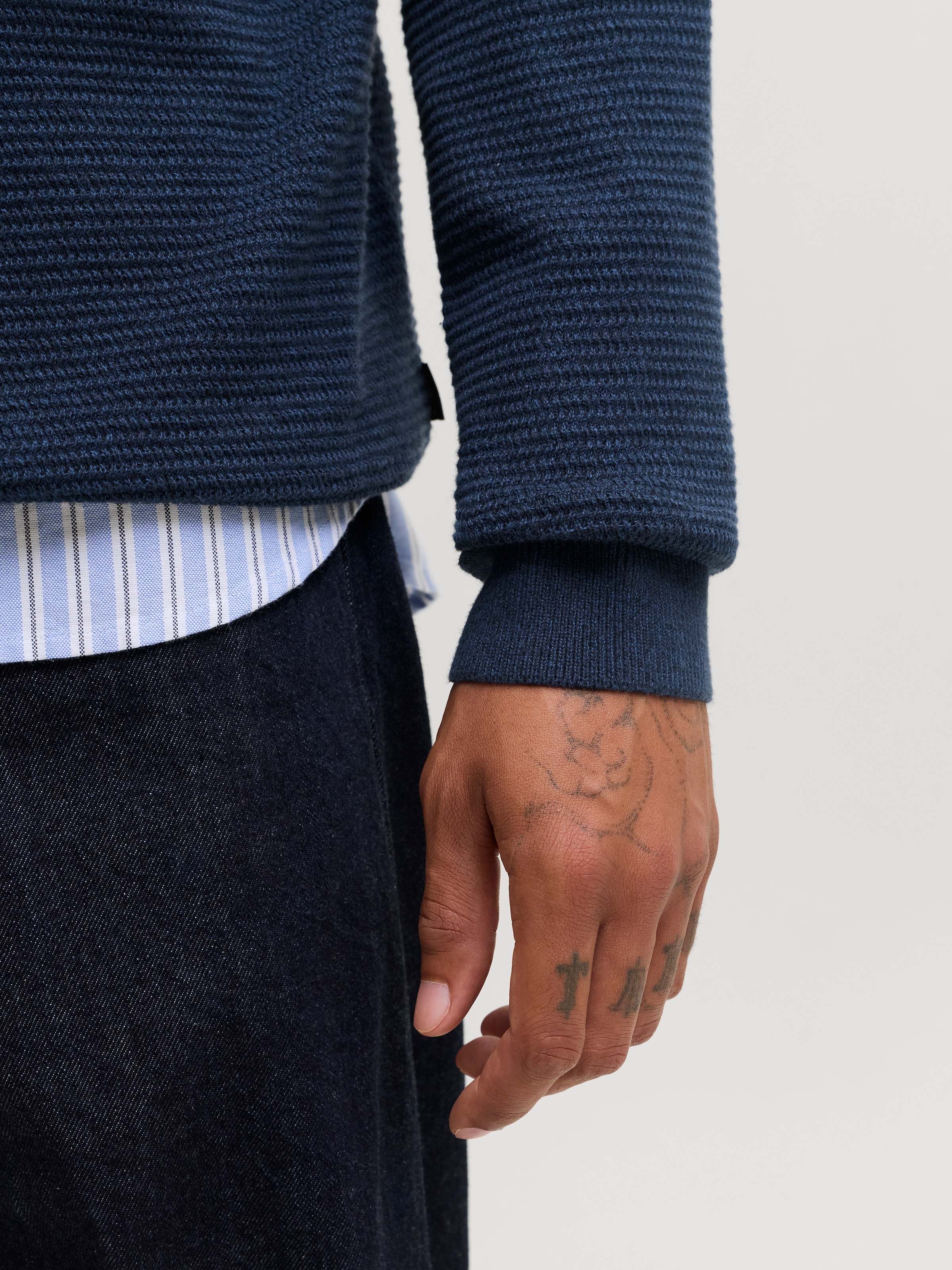 Jack & Jones Rundhalspullover »JPRBLURILEY KNIT CREW NECK LS SN« Baumwolle, regular fit