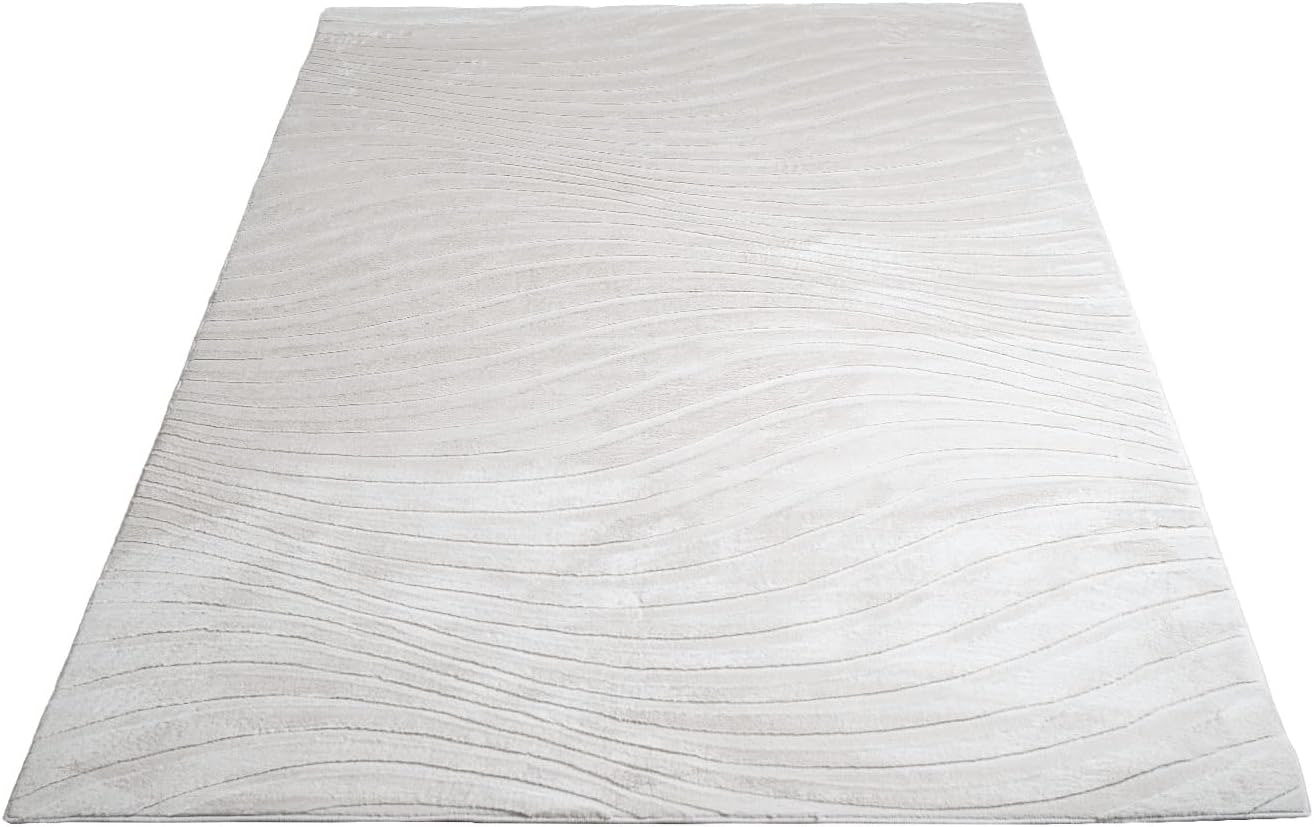 Carpet City Teppich »WAVES 503« rechteckig 12 mm Höhe Kurzflor, Hochtief-Muster/ 3D-Effekt, Uni, Wohnzimmer, Schlafzimmer