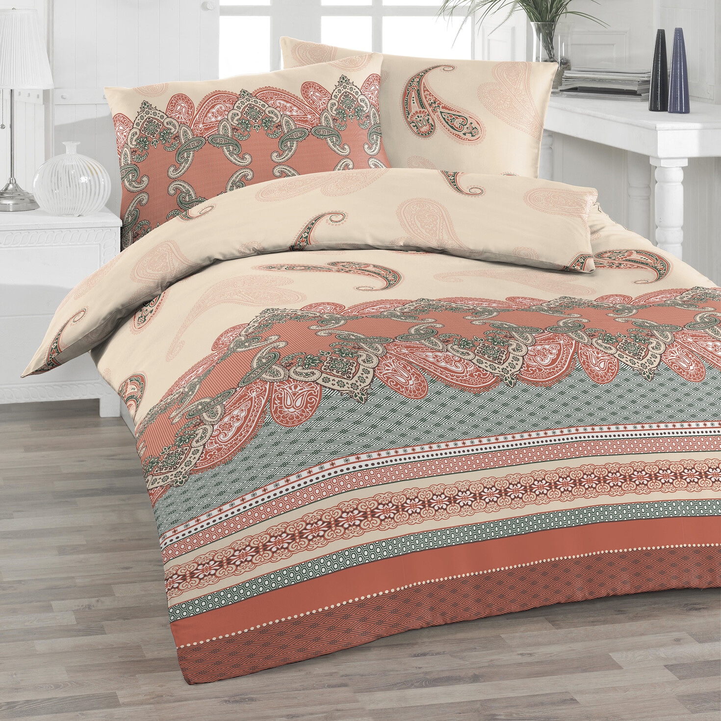 Florella Bettwäsche »Caroline« 2 Stk. tlg. aus 100% Baumwolle Renforcé, mit Reißverschluss