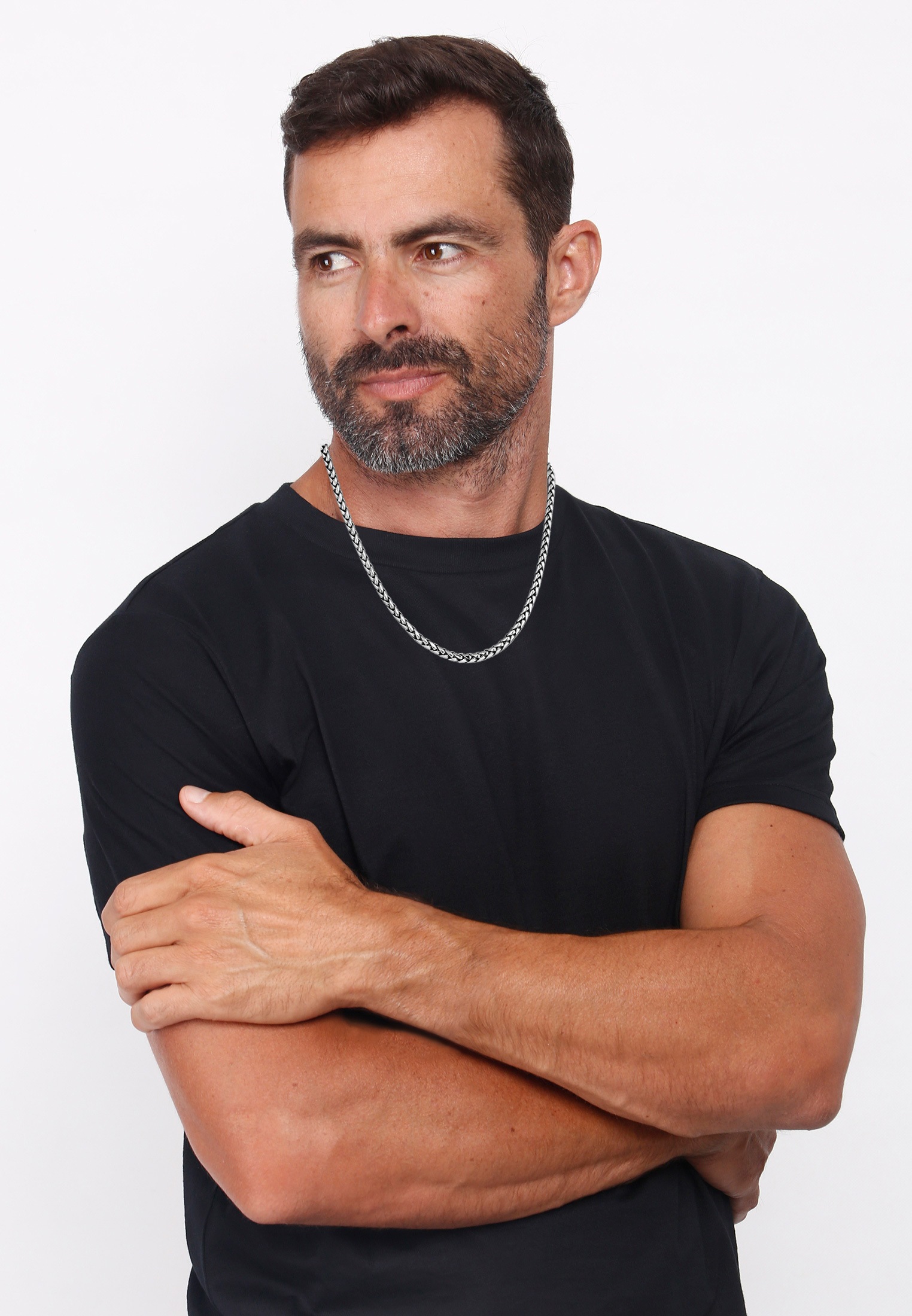 Kuzzoi Silberkette »Halskette Herren Zopfkette Trend Oxidiert Massiv 925 Silber«
