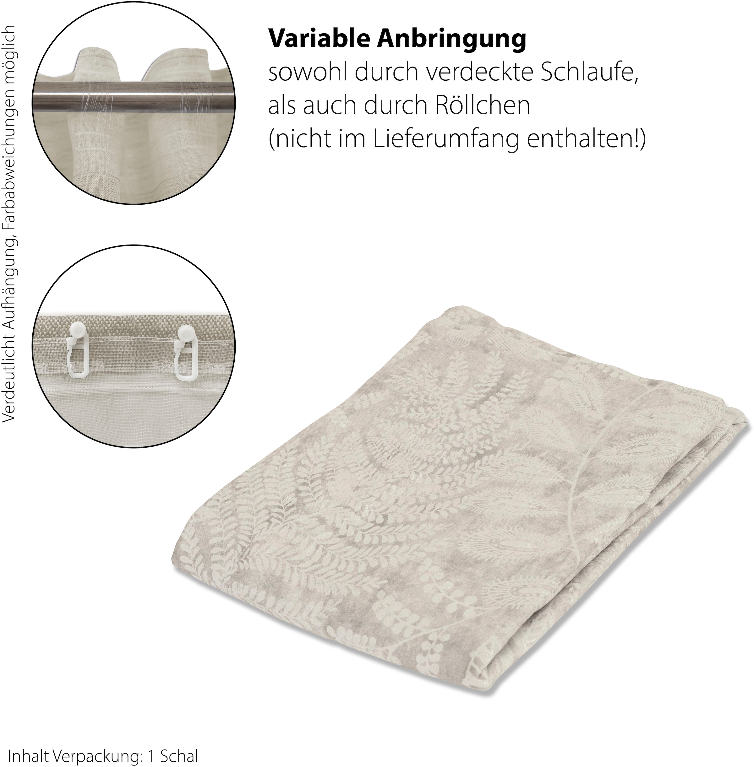 HOMING Vorhang »Tano«, (1 St.), blickdicht, Floral, Blumen, grau, Wohnzimmer, Schlafzimmer