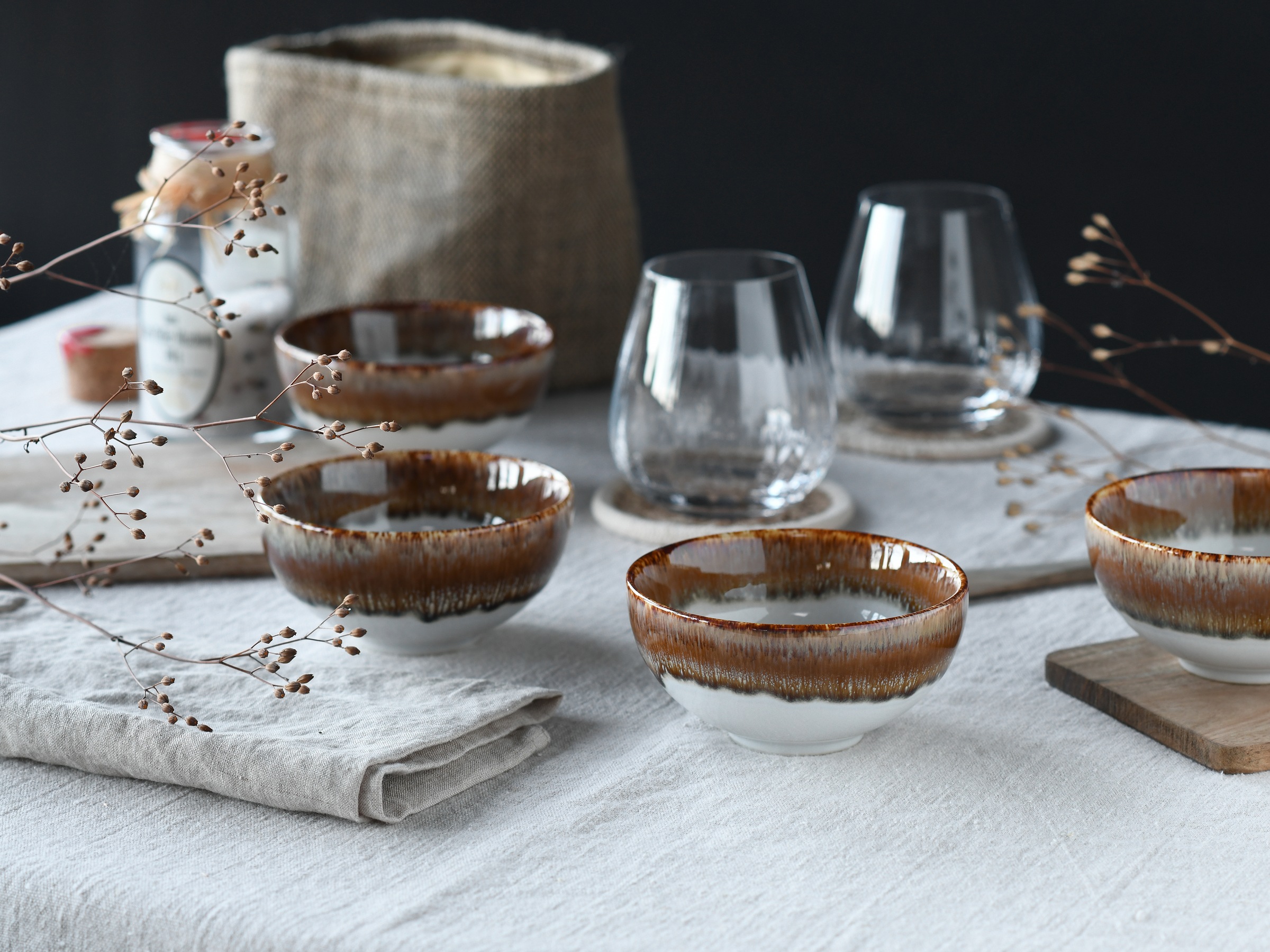CreaTable Dipschale »Cascade, Schale 6-tlg« 6 Stk. aus Steinzeug Rekativglasur, Healthy Food