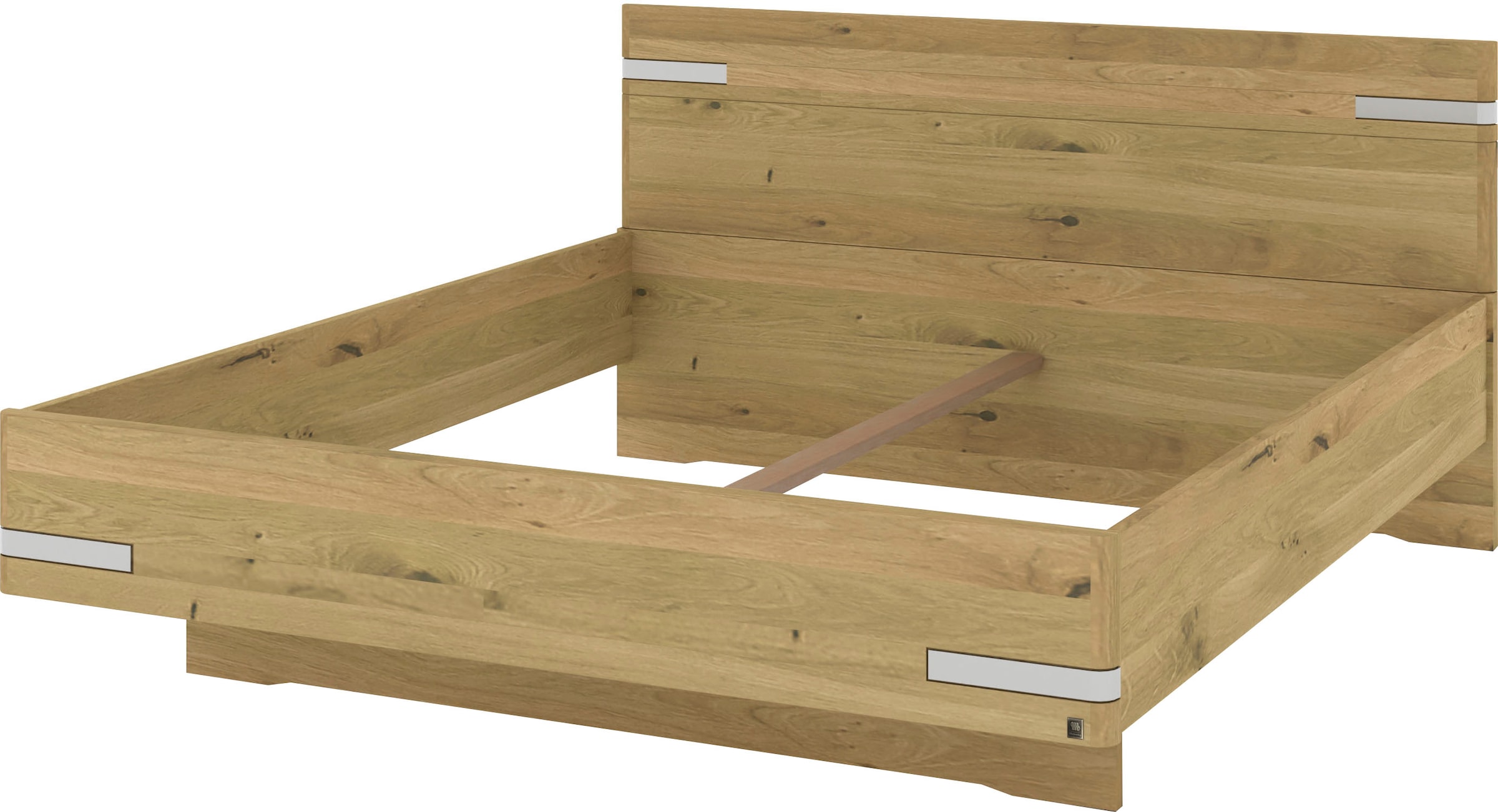 Musterring Holzbett »Savona, Bettgestell, Bettrahmen, teilmassiv Bianco-Eiche« Belastbarkeit 220 Kg, 4-fache Liegehöhenverstellung, MADE IN GERMANY,  Kopfteil in Bianco-Eiche massiv, Details in Chrom, verschiedene Größen