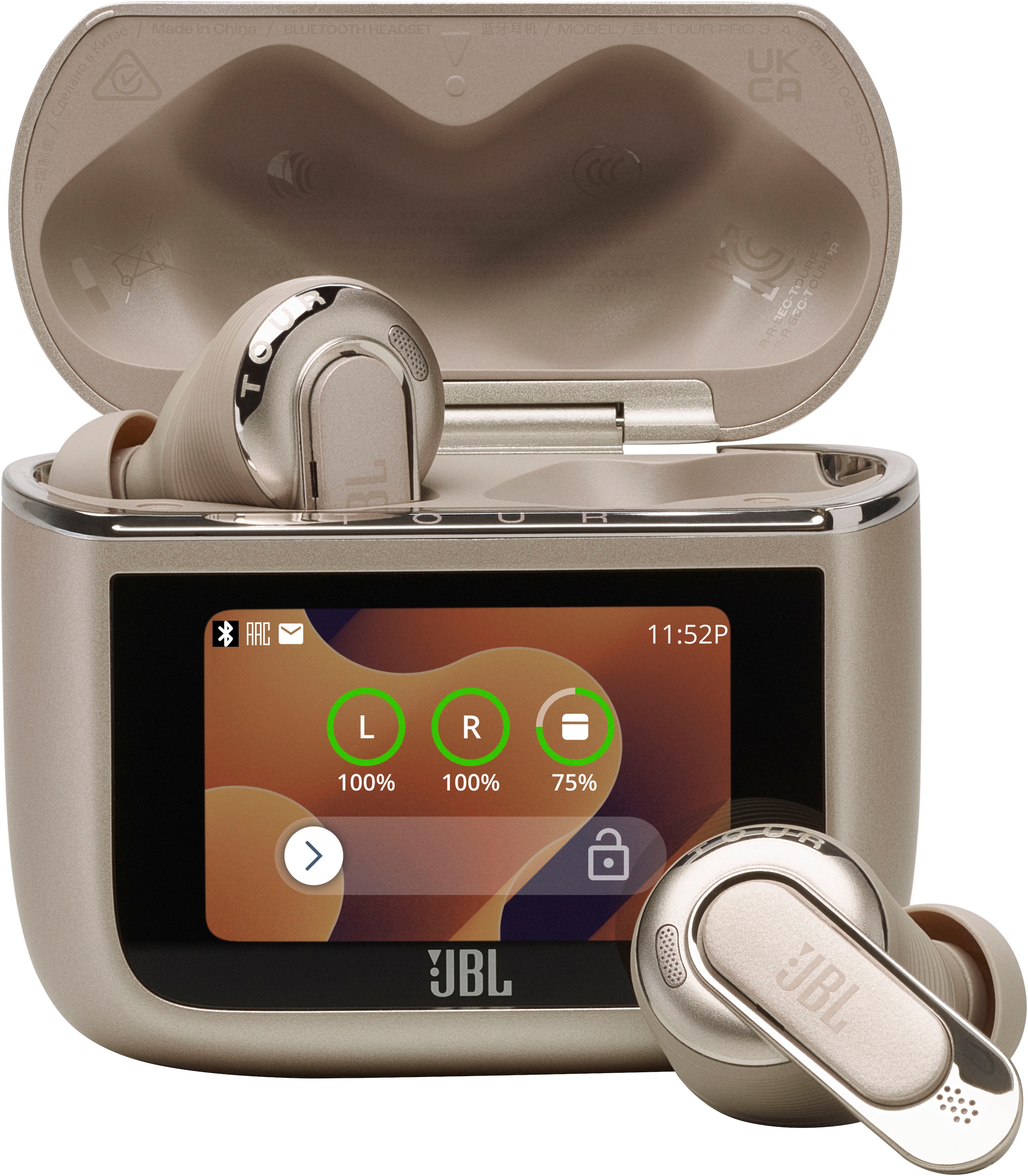 JBL, wireless In-Ear-Kopfhörer »TOUR PRO 3 TWS« A2DP Bluetooth Active Noise Cancelling (ANC) Freisprechfunktion Stummschaltung, Braun, Bis zu 44 