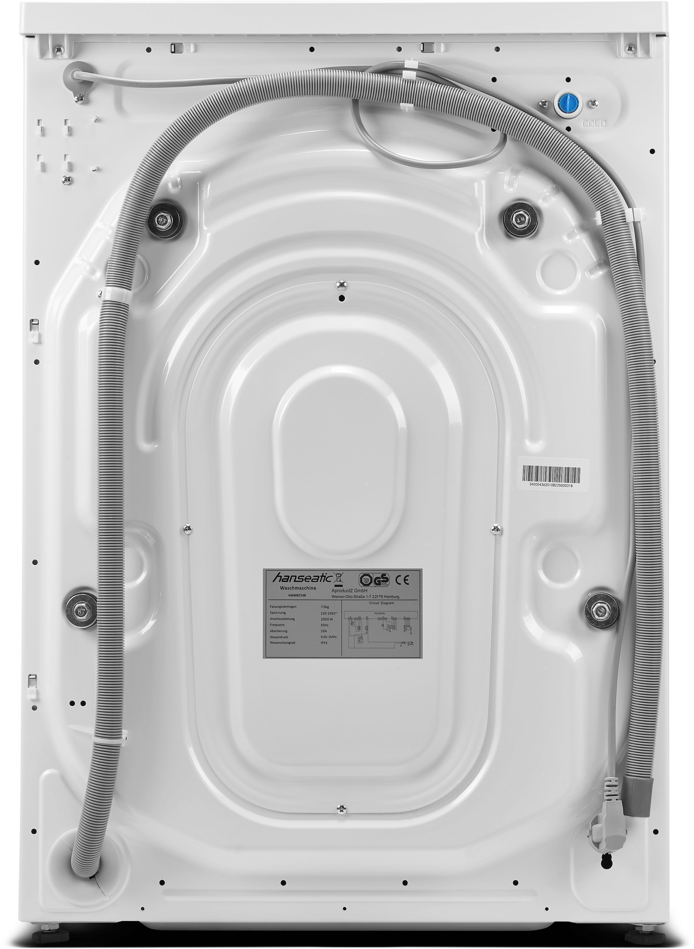 Hanseatic Waschmaschine »HWMB814B«, HWMB814B, 8 kg, 1400 U/min,  Schnellwaschprogramm, Startzeitvorwahl mit 3 Jahren XXL Garantie