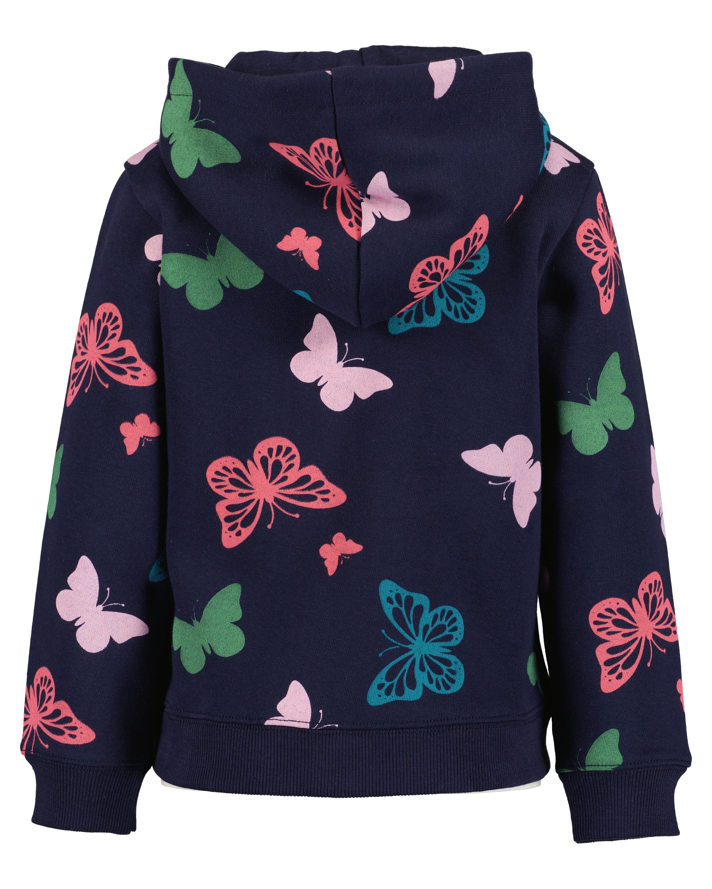 Blue Seven Kapuzensweatjacke mit Kängurutasche und tollem Schmetterlings-Alloverdruck