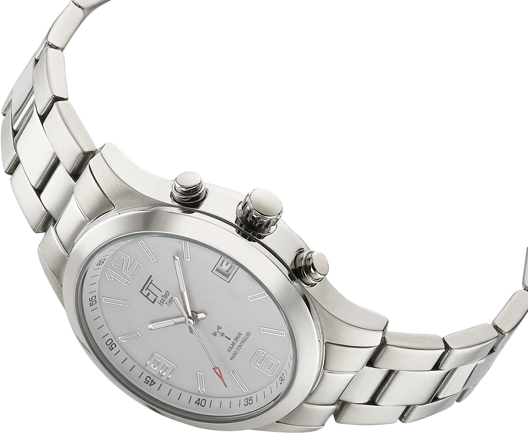 ETT Funkuhr »Gobi«, Armbanduhr, Herrenuhr, Datum, Solar, Edelstahlarmband
