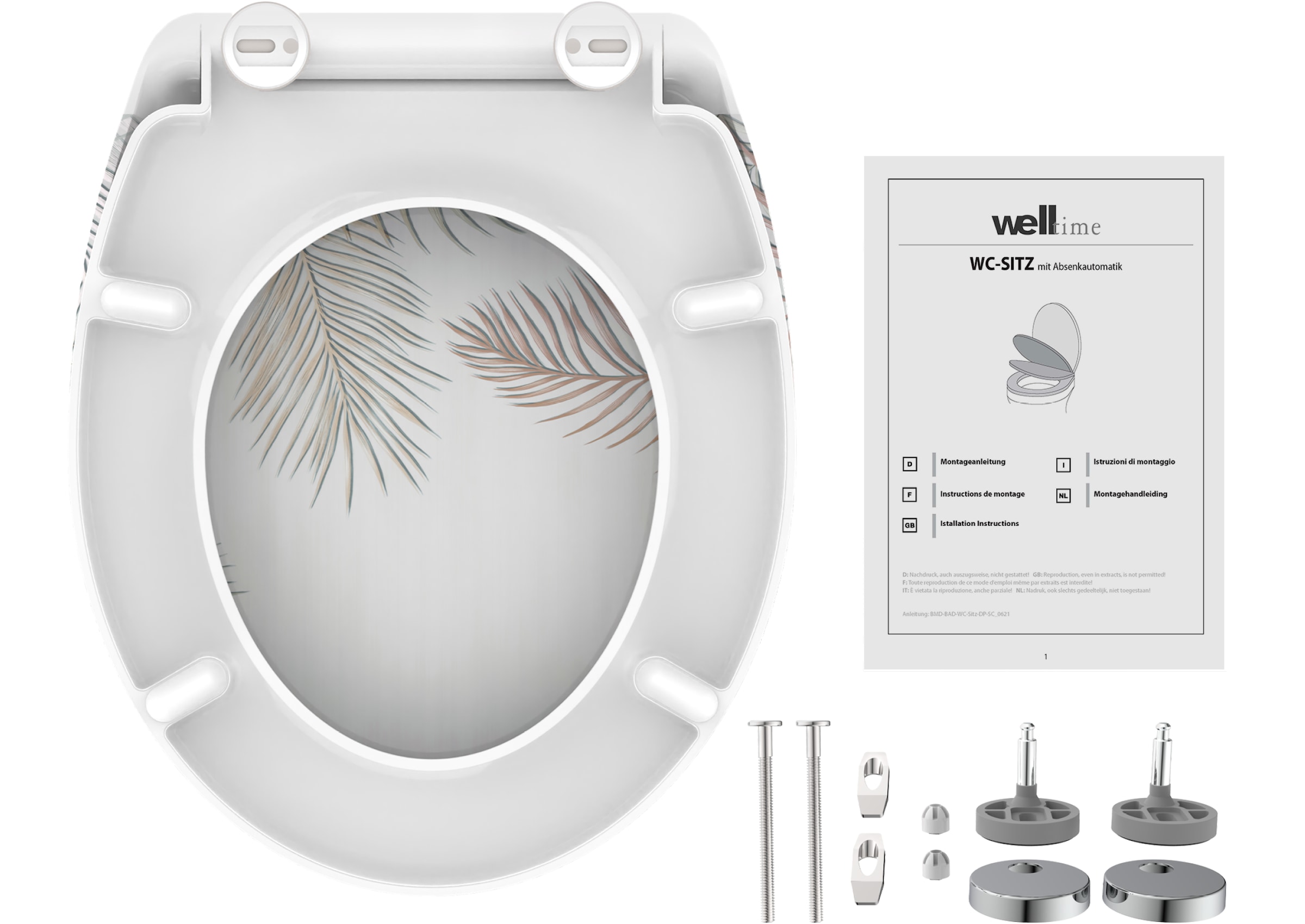 welltime WC-Sitz »PALM LEAVES«, Mit Absenkautomatik & Schnellverschluss