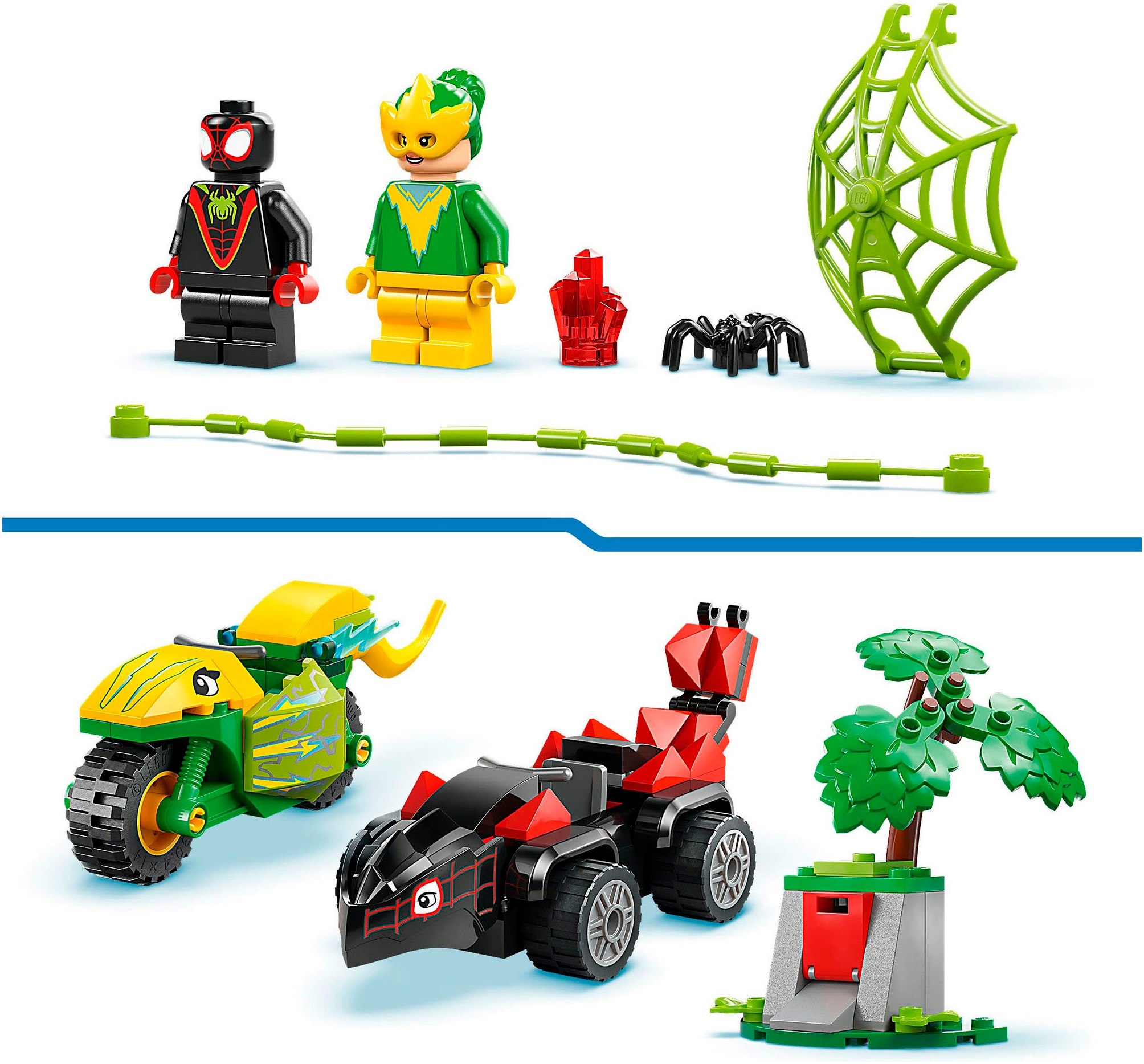 LEGO® Konstruktionsspielsteine »Actionspaß mit Spin und Electro in ihren Dino-Flitzern (11198)«, (124 St.), LEGO Spidey; Made in Europe