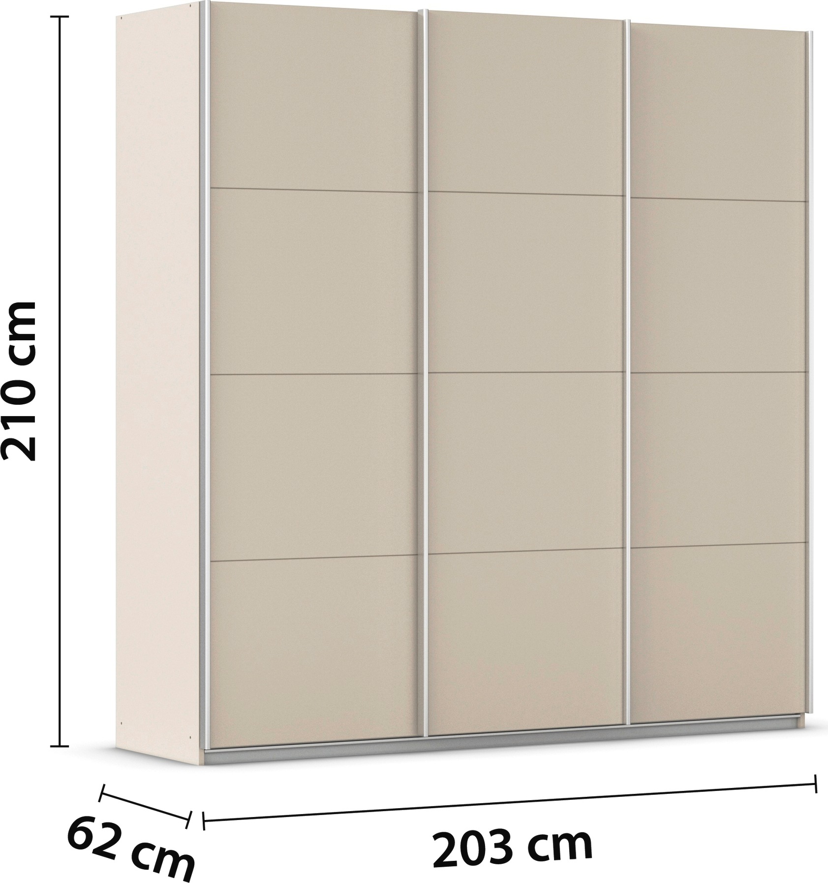OTTO home Schwebetürenschrank »Kleiderschrank Schrank Garderobe AGORDO mit Dekor- oder Hochglanzfront« Breiten 203/271/315/360 cm in drei Griff-Farben - NEU: Farbe SCHWARZ,  in 4 Breiten und 2 Höhen MADE IN GERMANY