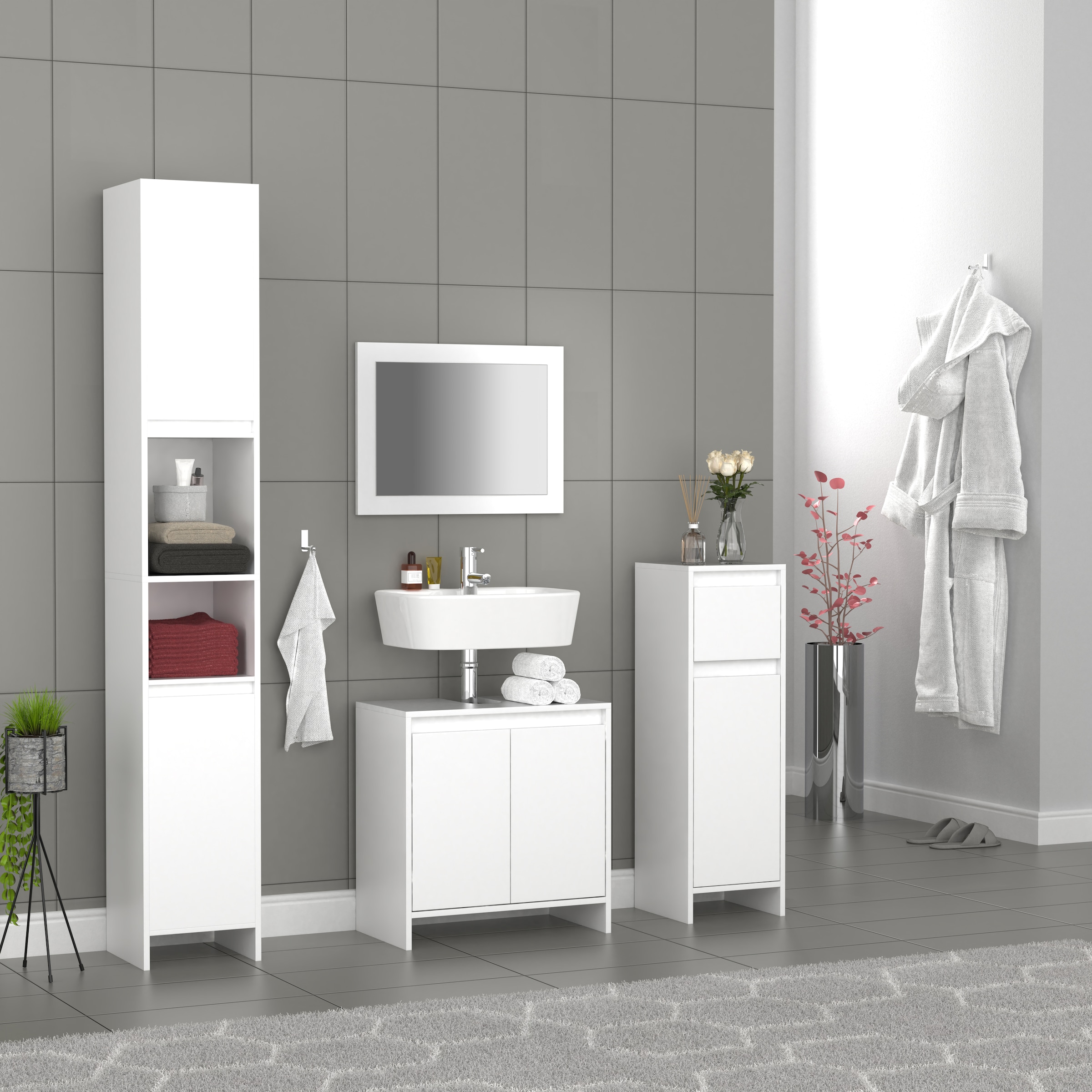 VCM Waschbeckenschrank »Holz Badmöbel Badunterschrank Waschbecken Malira« 1 Stk. tlg.