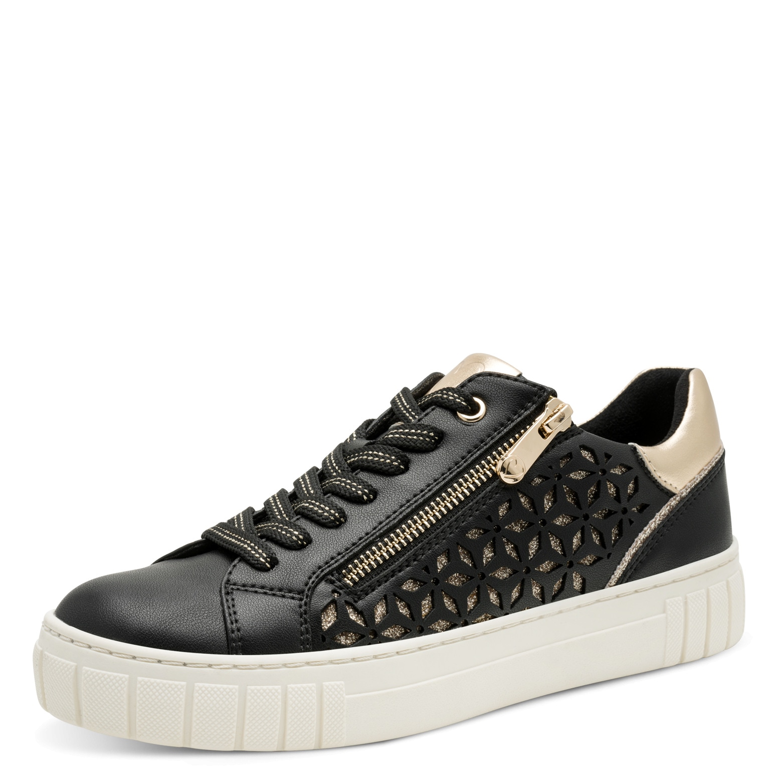 MARCO TOZZI Plateausneaker  , Freizeitschuh, Halbschuh, Schnürschuh mit unterlegtem Lochmuster