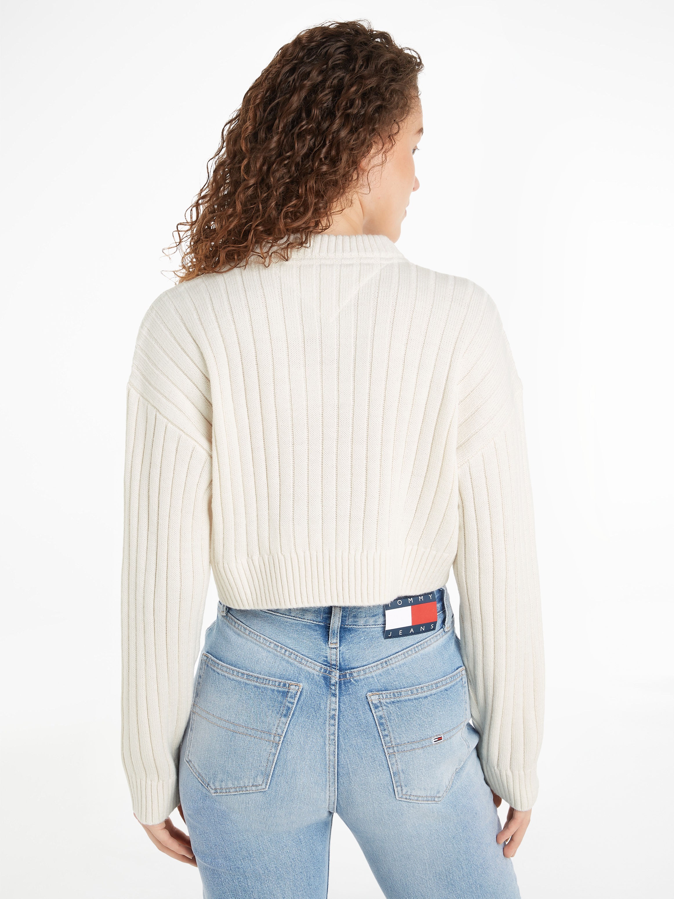 Tommy Jeans Strickpullover »TJW VNCK CENTER FLAG SWEATER EXT«, mit Tommy Jeans Center Logo-Flag