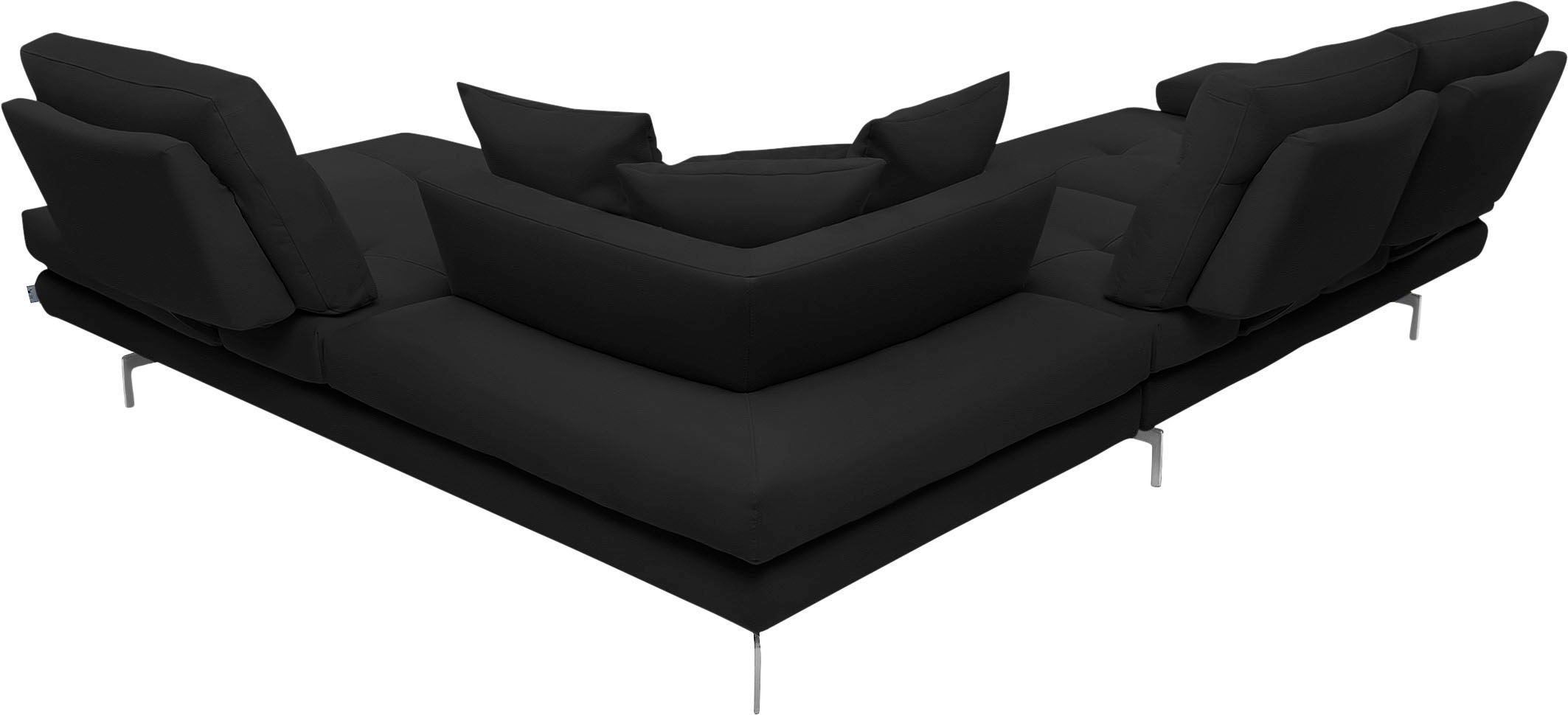 CALIA ITALIA Ecksofa »Toby Wing, L-Form, Designsofa mit sensationellem Sitzkomfort«, Sitztiefenverstell.,wahlw. mit Kissen-Set, Füße chrom glänzend