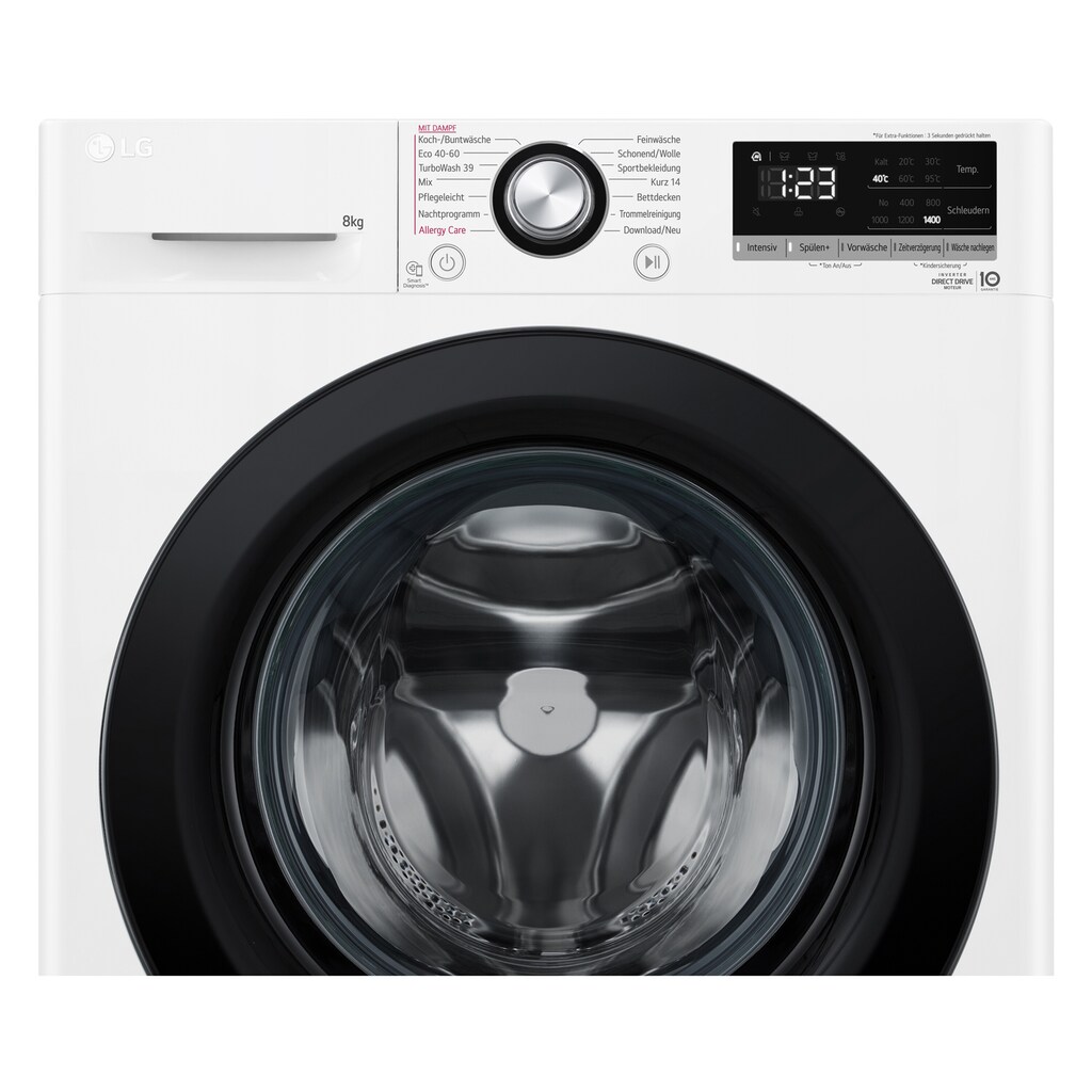 LG Waschmaschine, F4WV4085WS, 8 kg, 1400 U/min