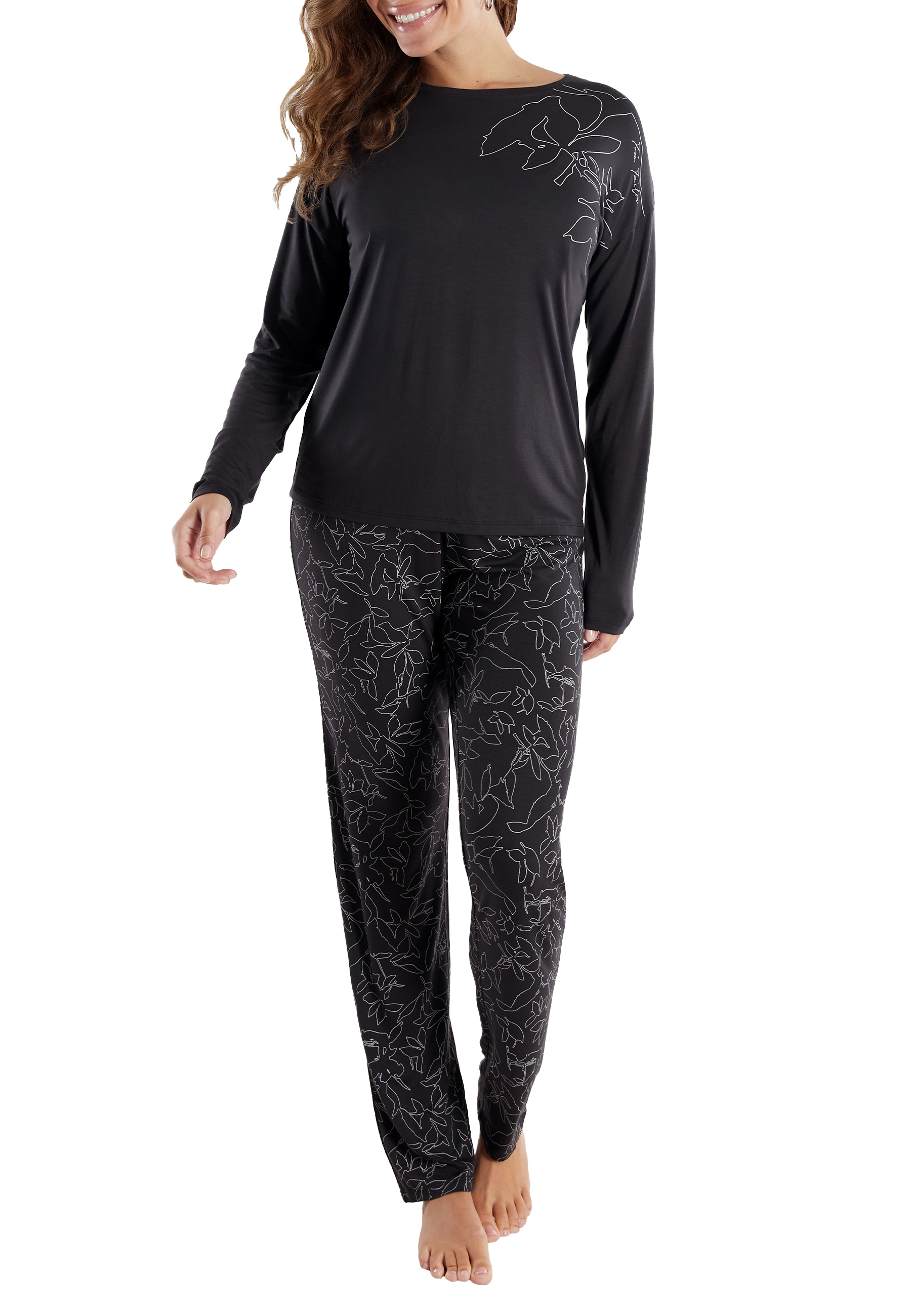 TOM TAILOR Schlafanzug »Xanthi« 2 Stk. tlg., mit langen Ärmeln, Rundhalsausschnitt