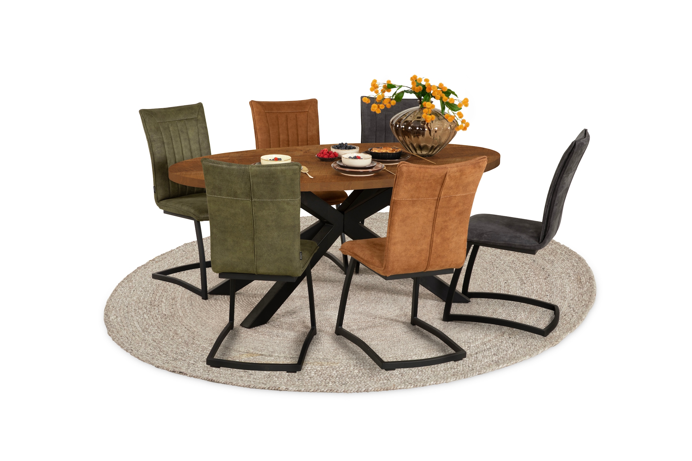 OMG Design Freischwinger »Amara«, (Set), 2 St., Stoff, Esszimmerstuhl, Küchenstuhl, pflegeleichter Bezug