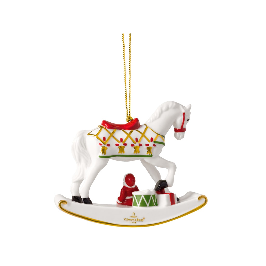 Villeroy & Boch Weihnachtsfigur »Ornamente Schaukelpferd 2026 Christmas Classics 10,9 x 3,8 x 8,9 cm 6er Set weiß-gold« Nur Dekoration