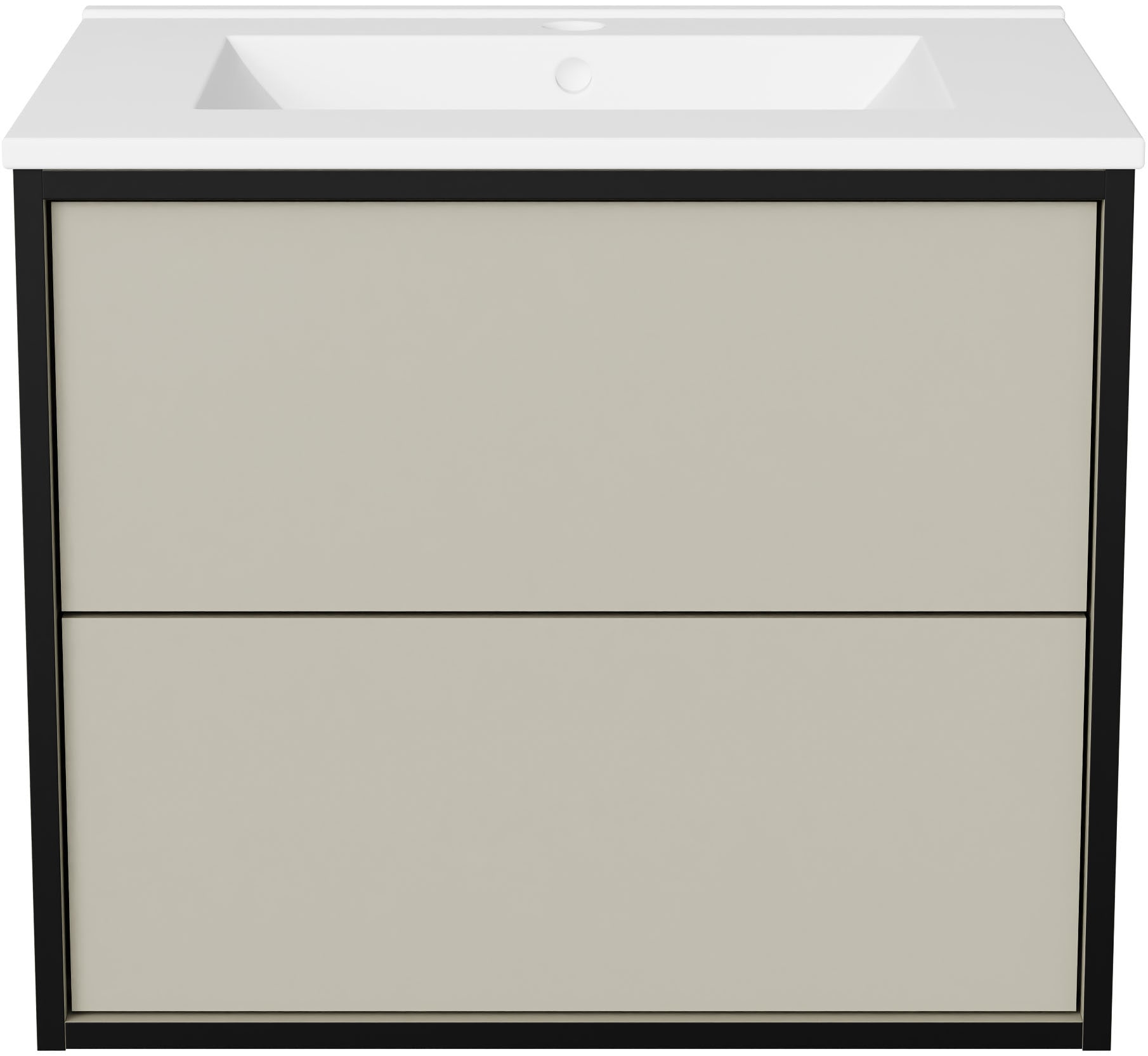 welltime Waschtisch »Waschbeckenunterschrank Line mit Waschbecken,Badmöbel,zwei Schubladen« Badschrank mit Waschbecken, Push to open, Maße B/H/T: 61/53/47 cm