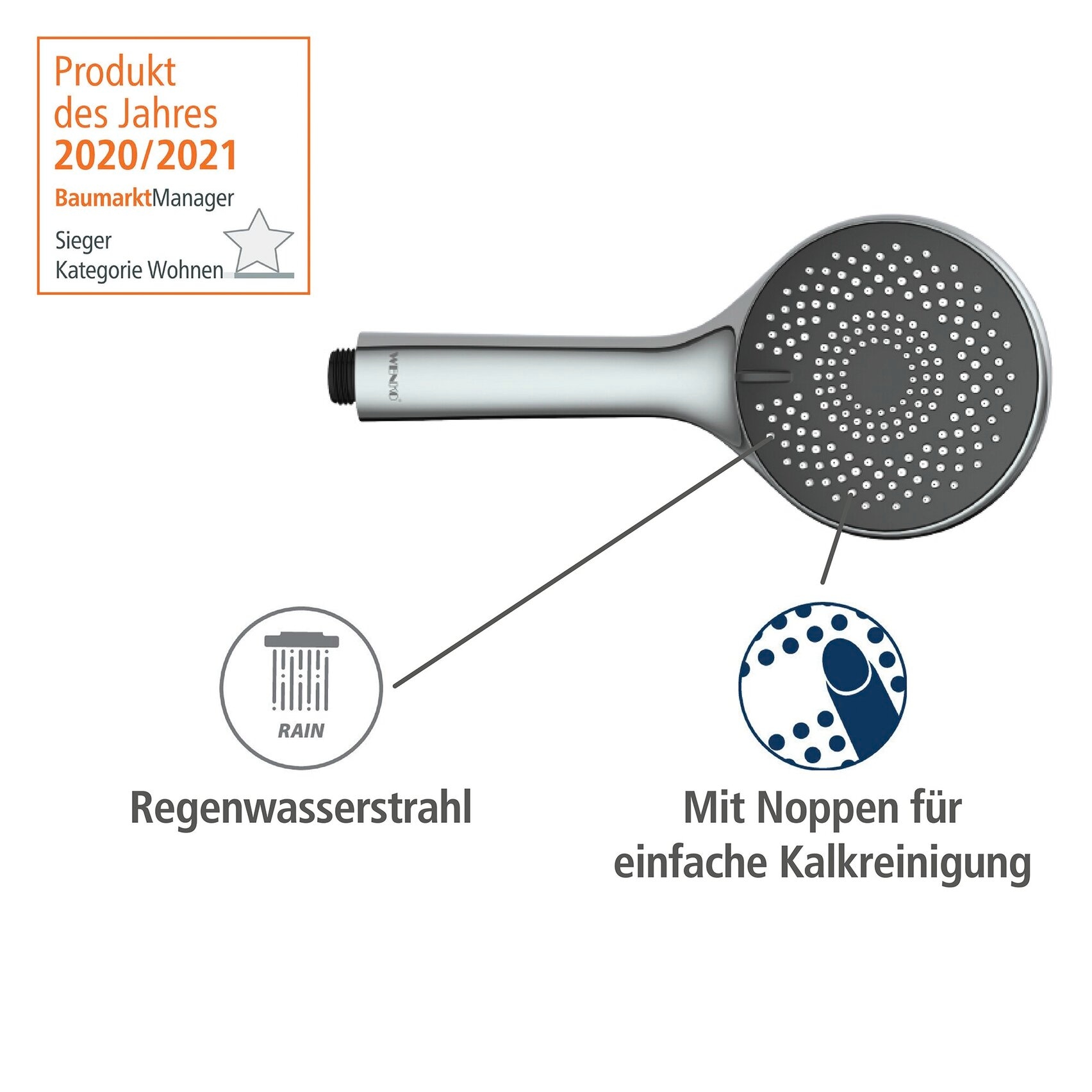 WENKO Duschsystem »Watersaving« Chrome, höhenverstellbare Duschstange von 75-120cm