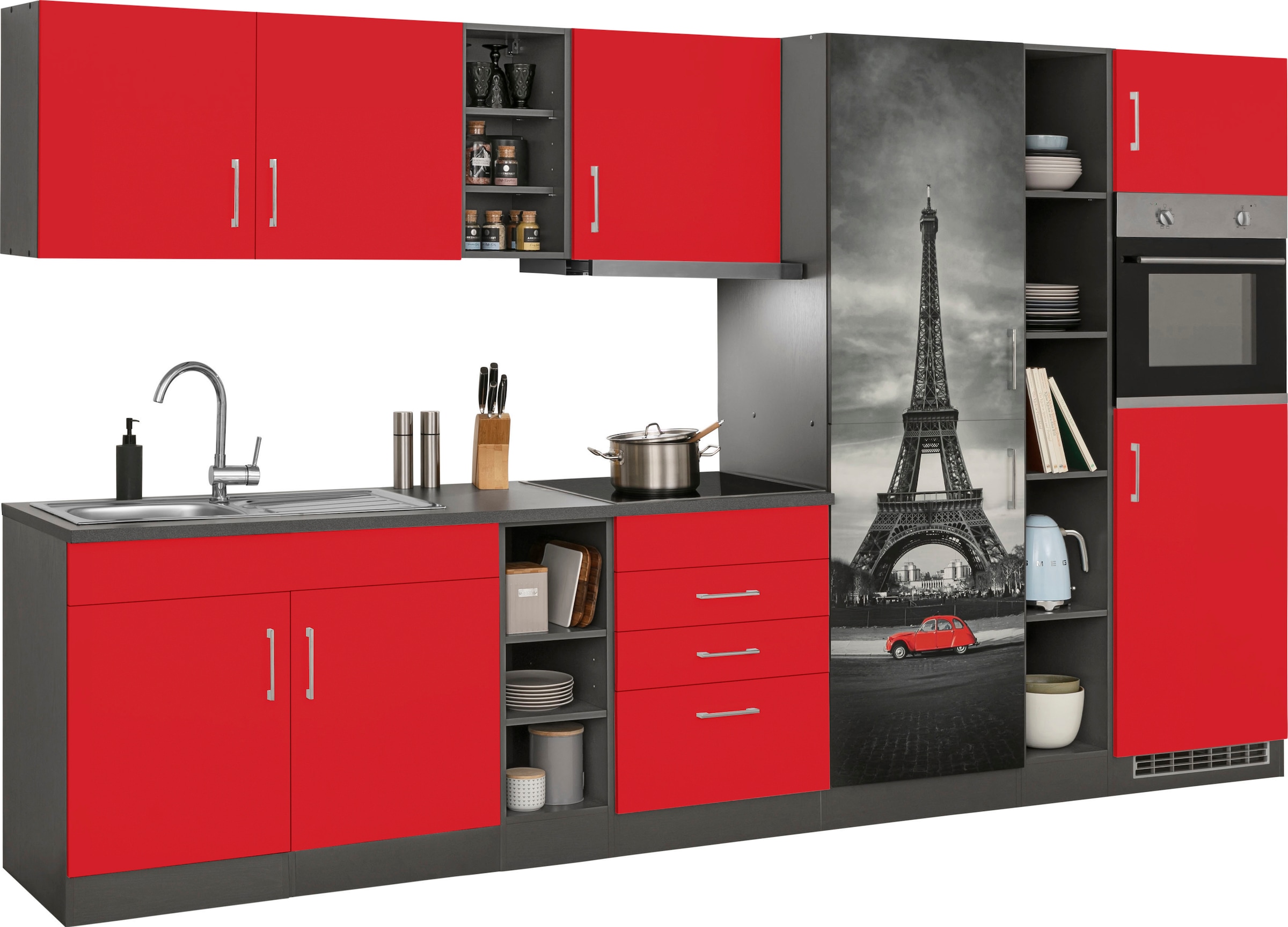 HELD MÖBEL Küchenzeile »Paris«, mit E-Geräten, Breite 390 cm