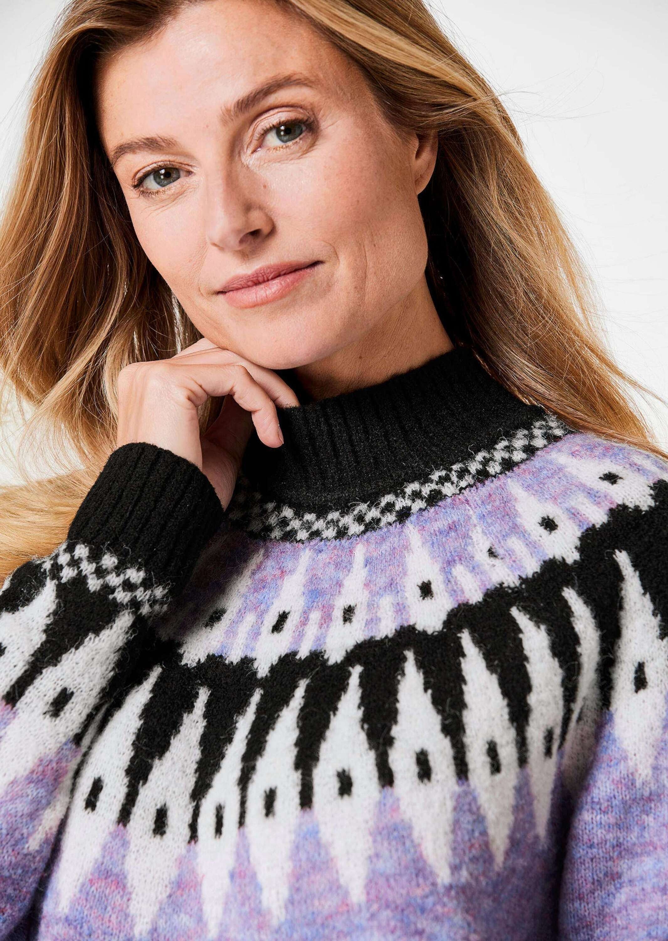 GOLDNER Strickpullover »Kurzgröße Norweger-Pullover mit Schurwolle« Ohne
