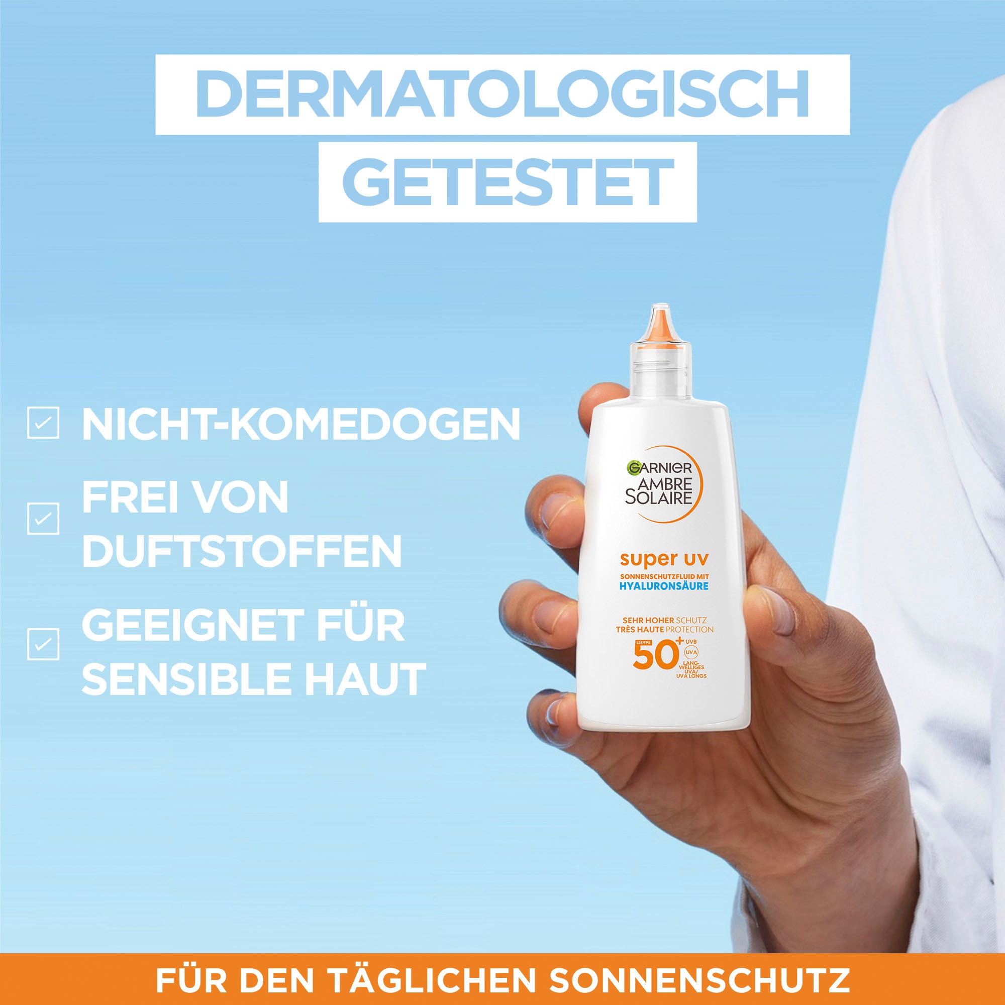 GARNIER Sonnenschutzfluid »Ambre Solaire Sensitive expert+«, mit Hyaluronsäure LSF 50