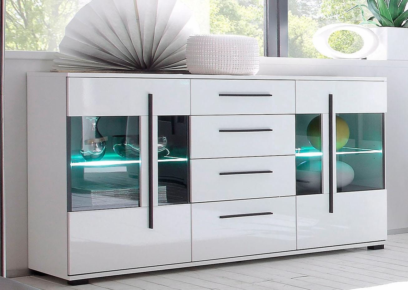 INOSIGN Sideboard »Cantara, moderner Schrank, Kommode in Eiche Evoke oder weiß«, schwarze Stangengriffe, ausreichend Stauraum, vielseitig einsetzbar